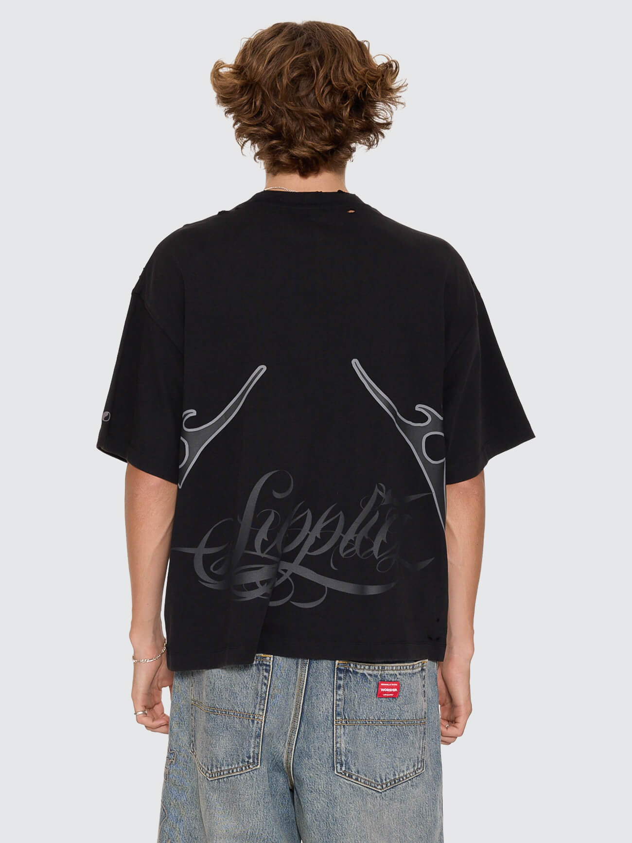 Serpes Distress Oversize Tee - Acid Black XS
