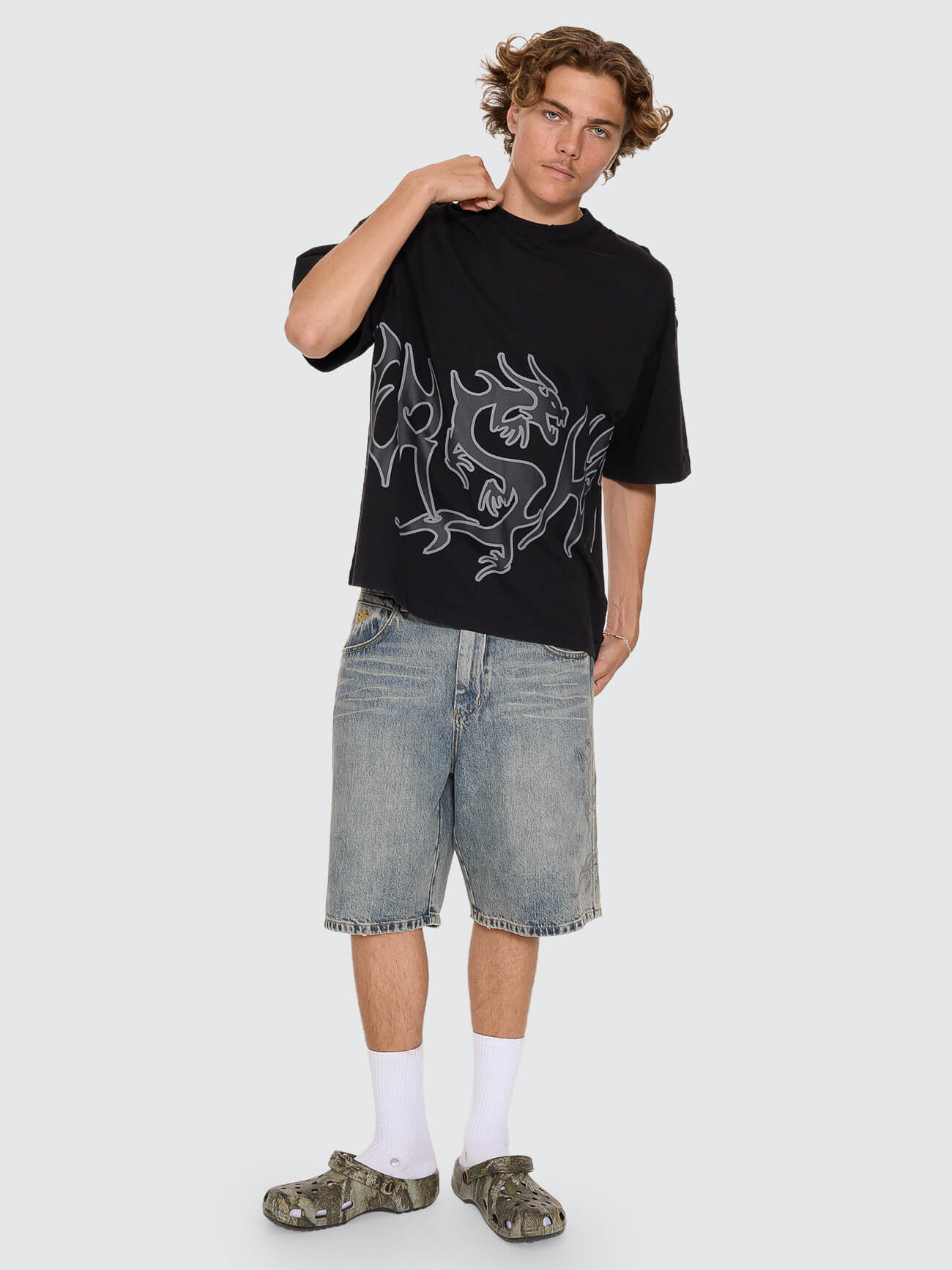 Serpes Distress Oversize Tee - Acid Black XS