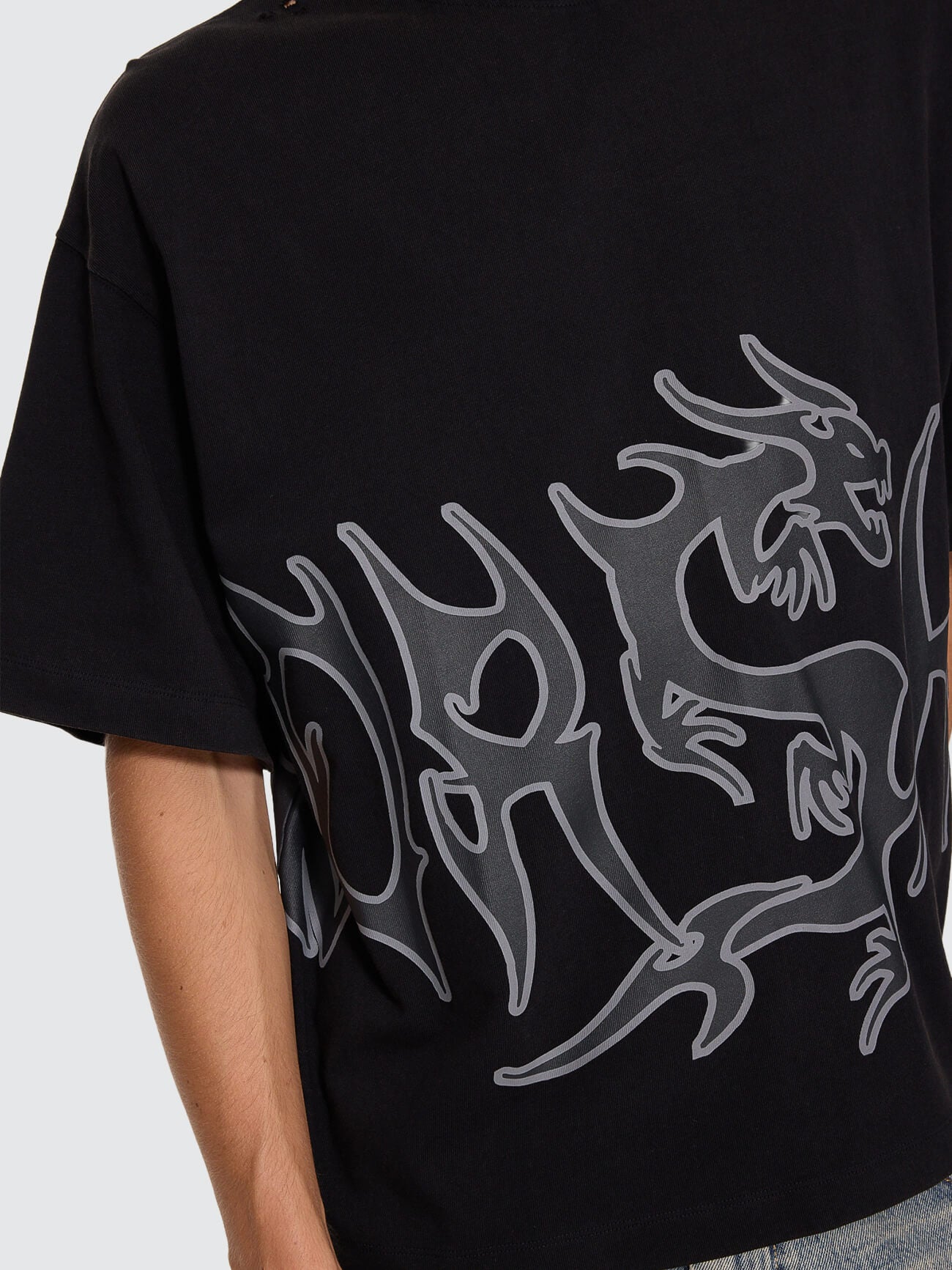 Serpes Distress Oversize Tee - Acid Black XS