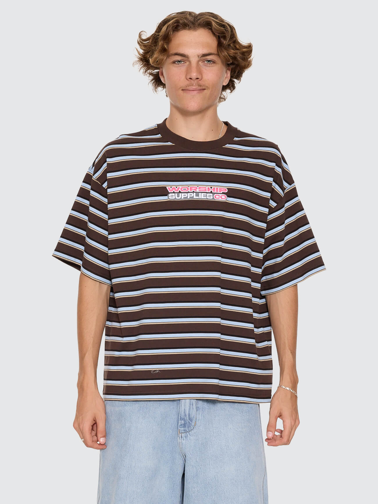 Globo Stripe Box Crop Tee - Ganache Stripe XS