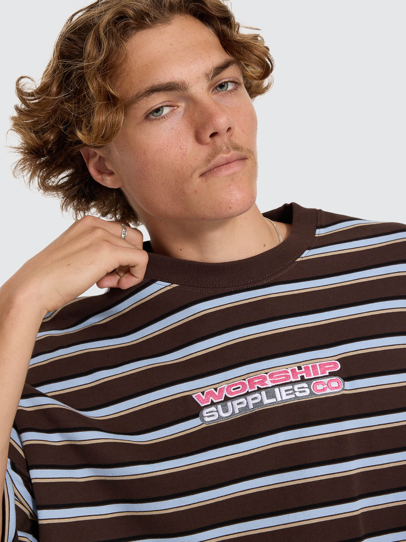 Globo Stripe Box Crop Tee - Ganache Stripe XS