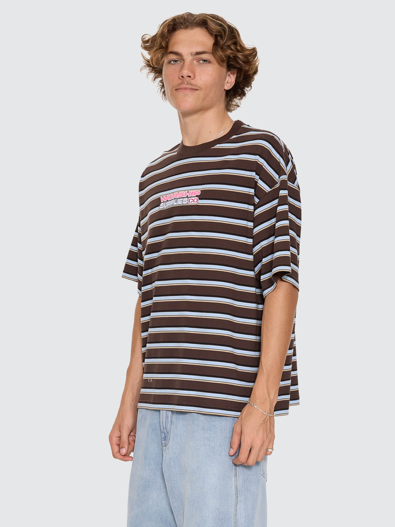 Globo Stripe Box Crop Tee - Ganache Stripe XS