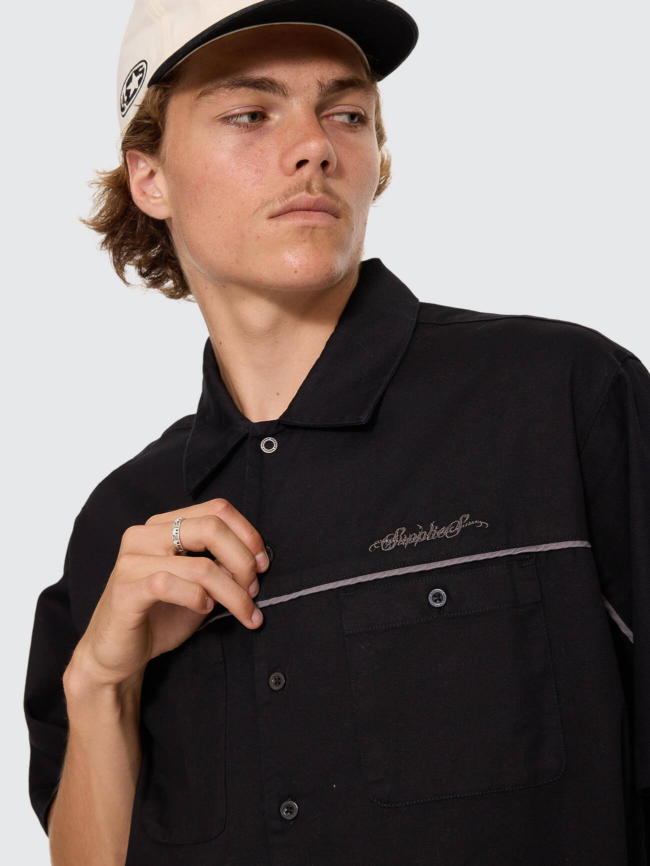 Toll Free Short Sleeve Work Shirt - Black XS