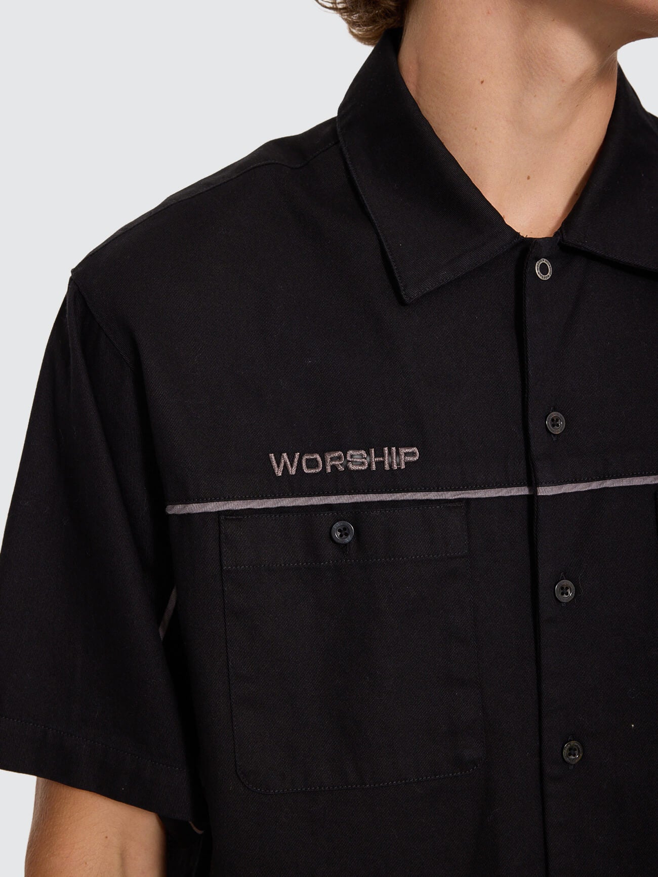 Toll Free Short Sleeve Work Shirt - Black XS