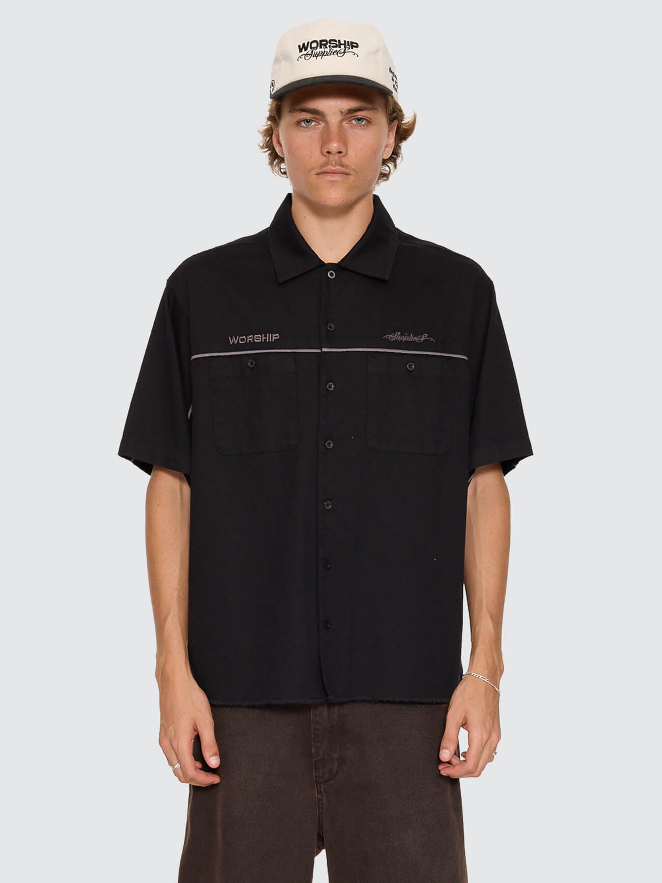Toll Free Short Sleeve Work Shirt - Black XS