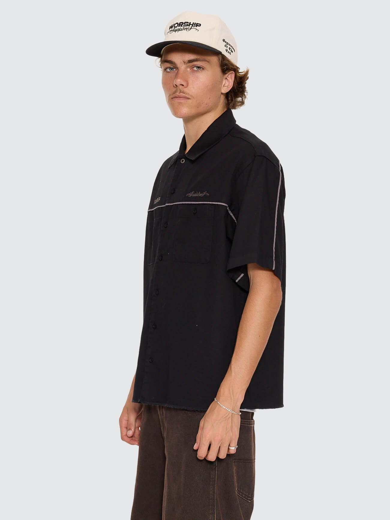 Toll Free Short Sleeve Work Shirt - Black XS
