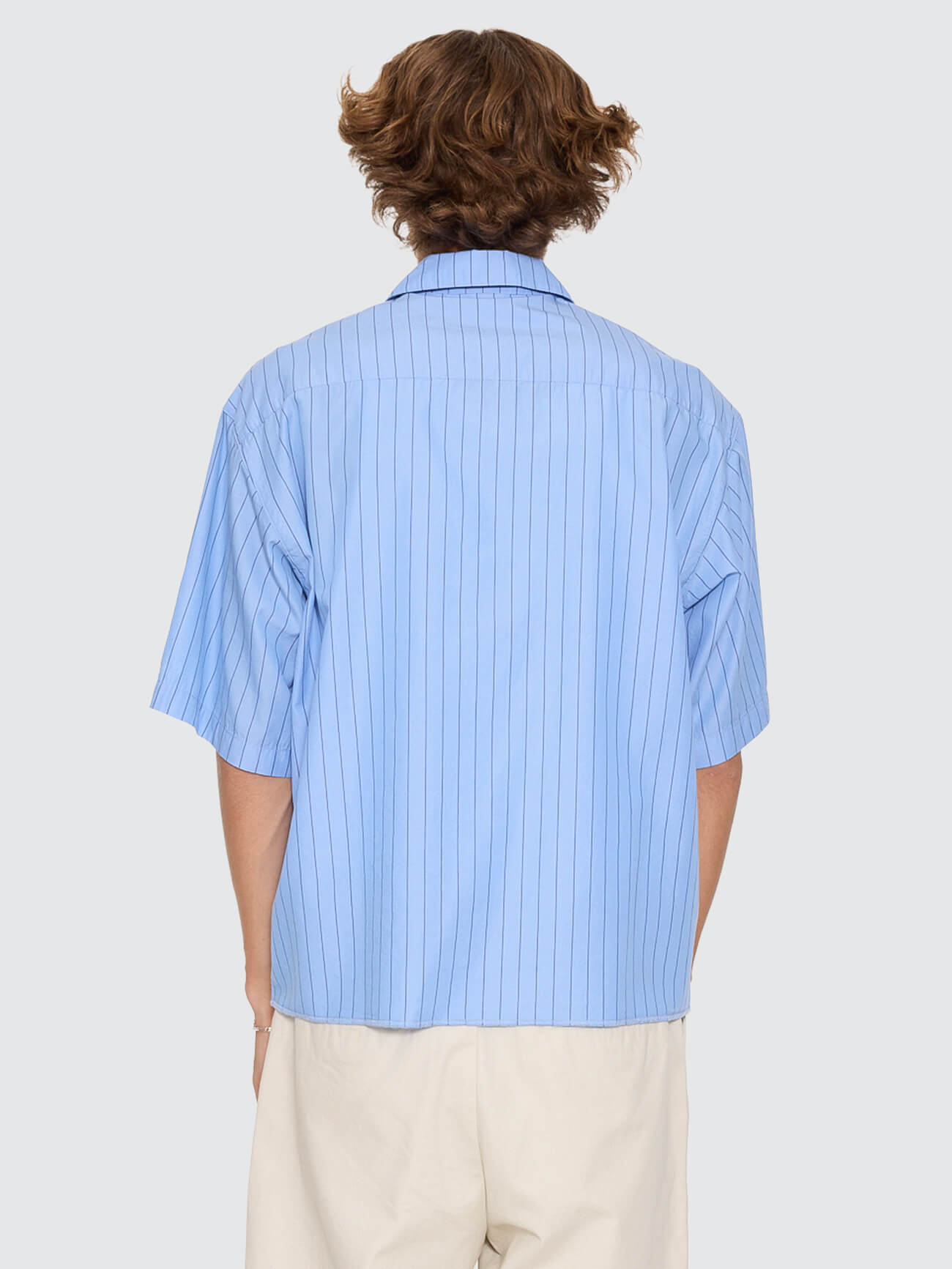 Shadow Cherub Box Crop Short Sleeve Shirt - Dream Blue Stripe XS