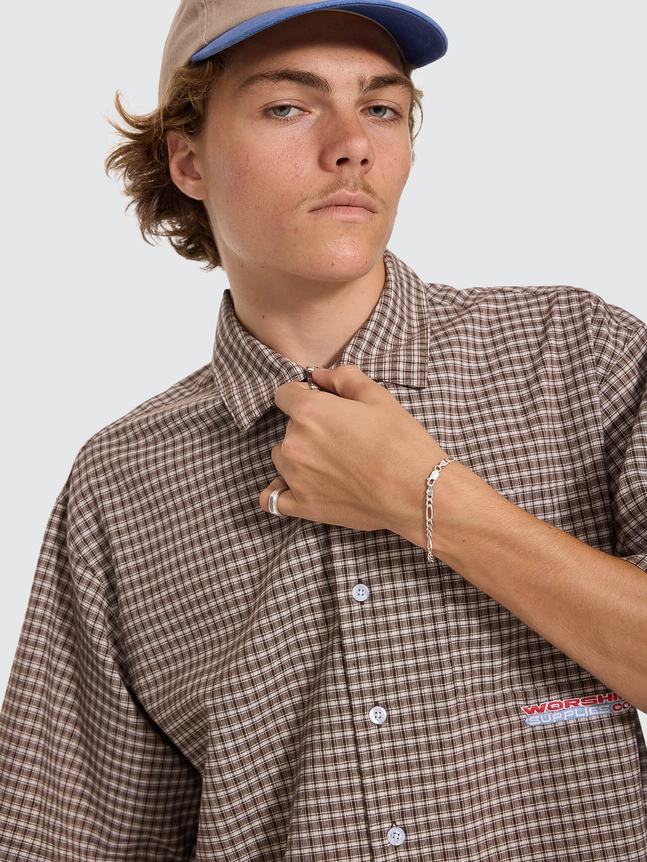 Globo Box Crop Short Sleeve Shirt - Brown XS