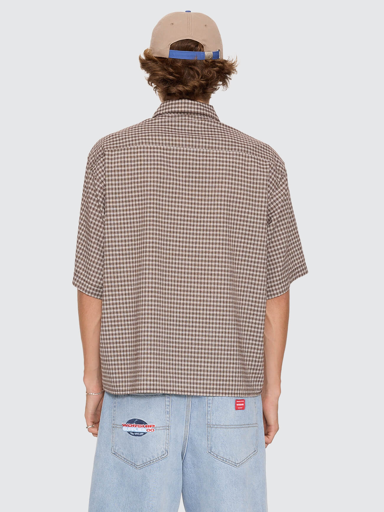 Globo Box Crop Short Sleeve Shirt - Brown XS