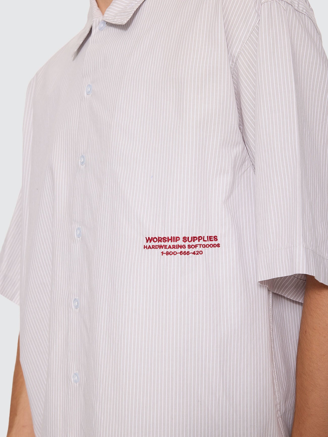 Data Point Box Crop Short Sleeve Shirt - Vapour Grey XS