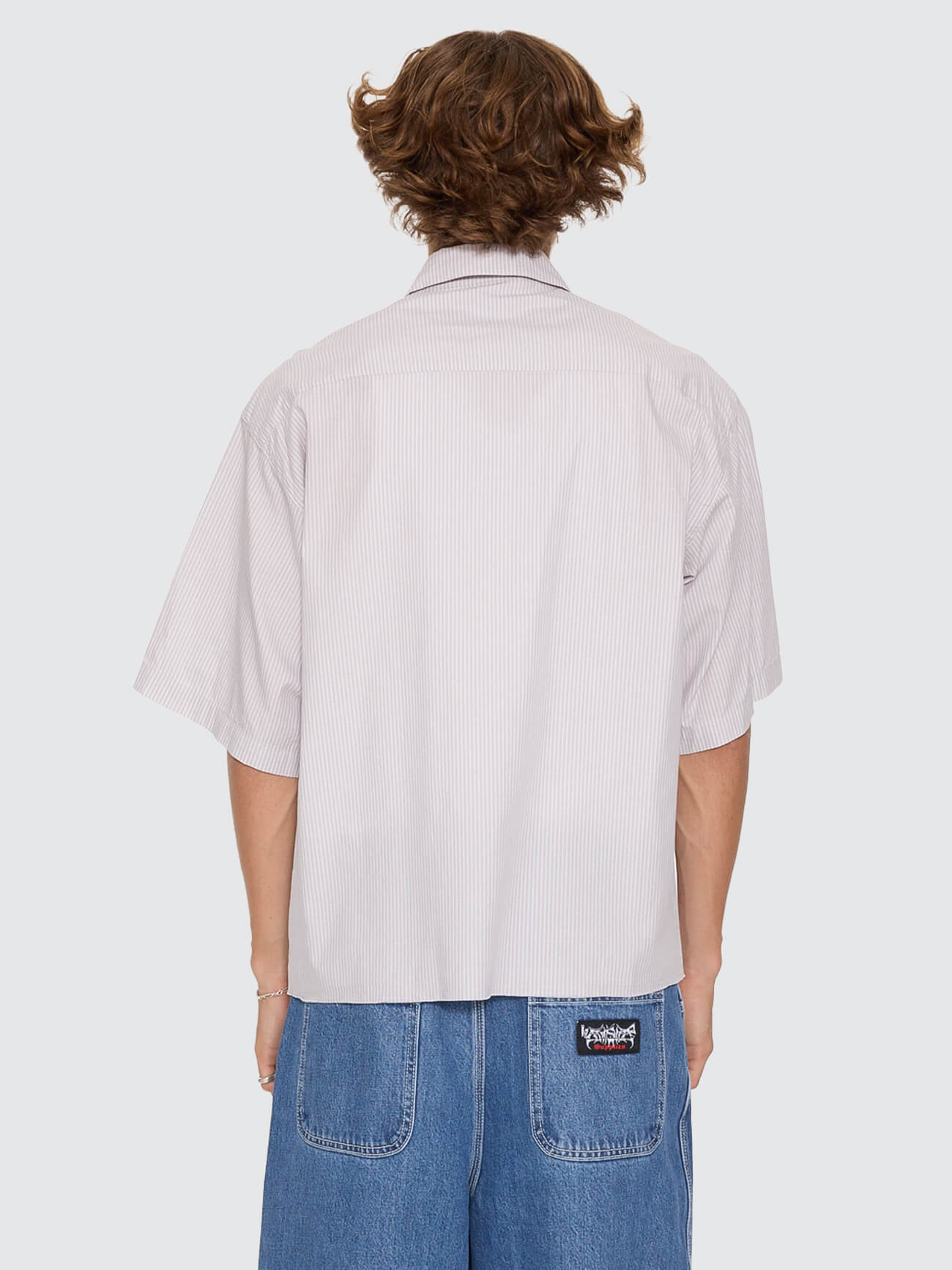 Data Point Box Crop Short Sleeve Shirt - Vapour Grey XS