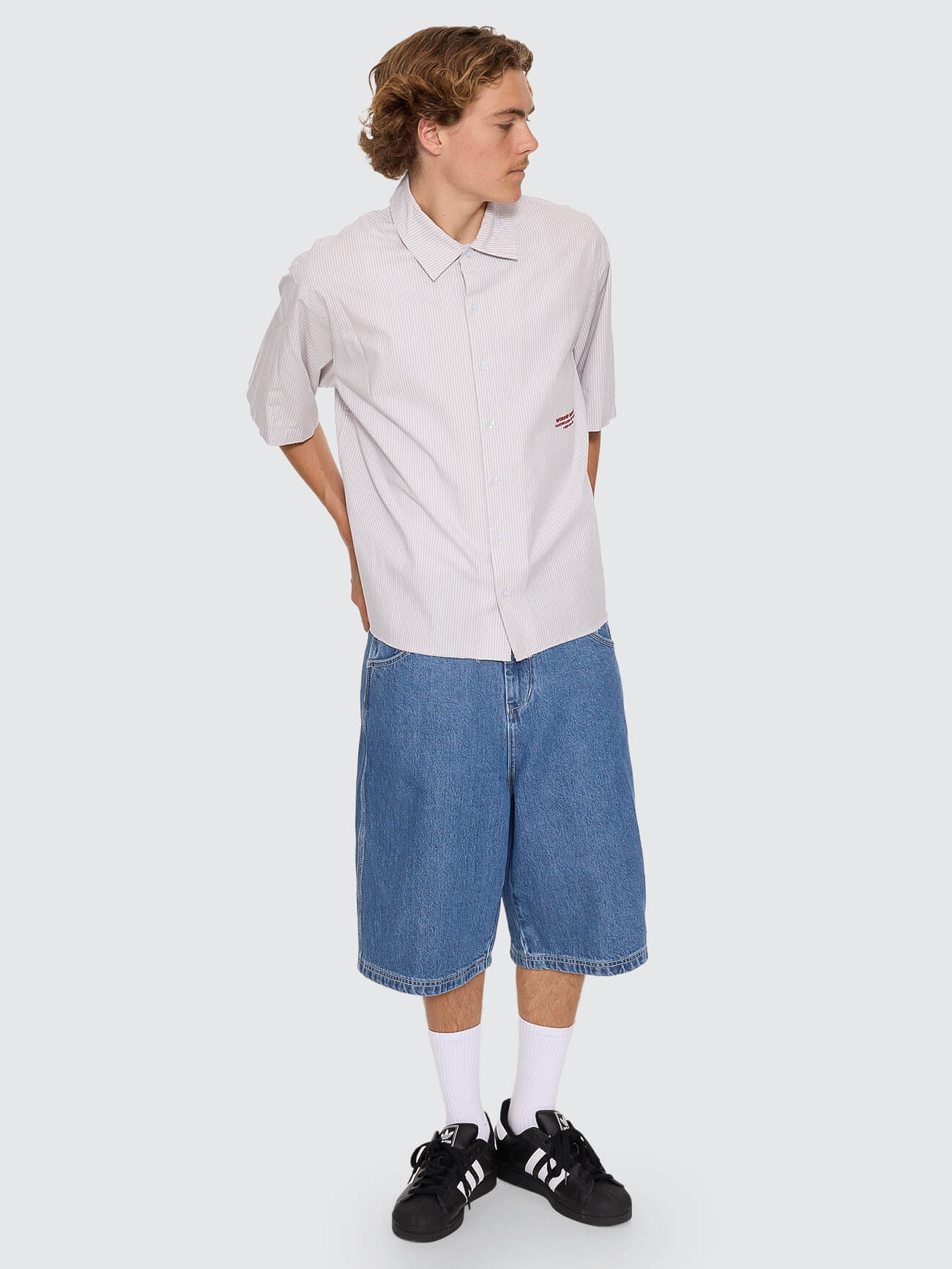 Data Point Box Crop Short Sleeve Shirt - Vapour Grey XS