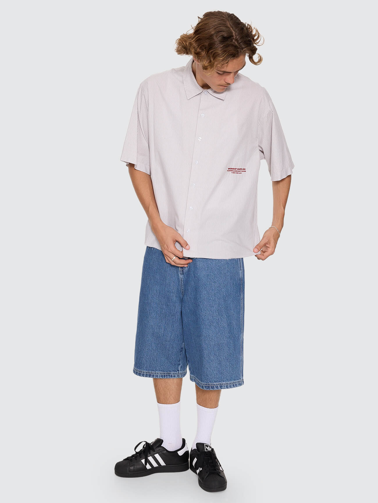 Data Point Box Crop Short Sleeve Shirt - Vapour Grey XS
