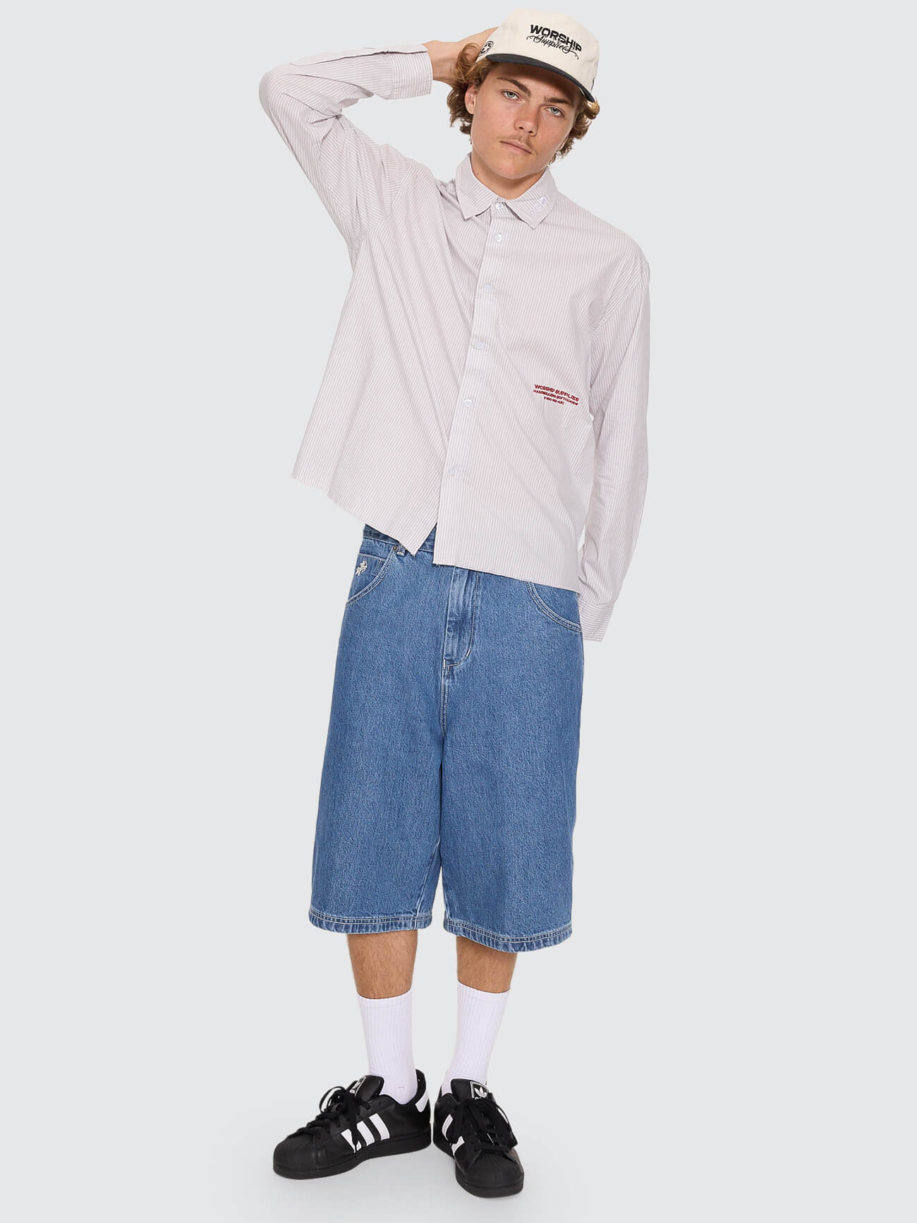 Data Point Crop Long Sleeve Shirt - Vapour Grey XS