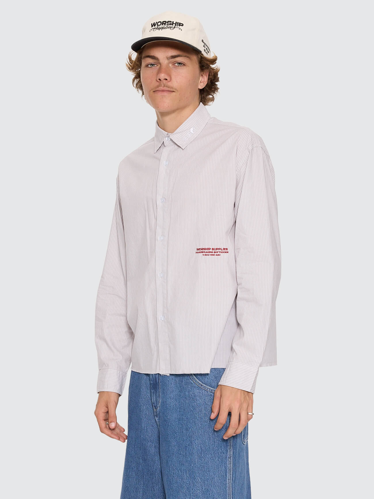 Data Point Crop Long Sleeve Shirt - Vapour Grey XS