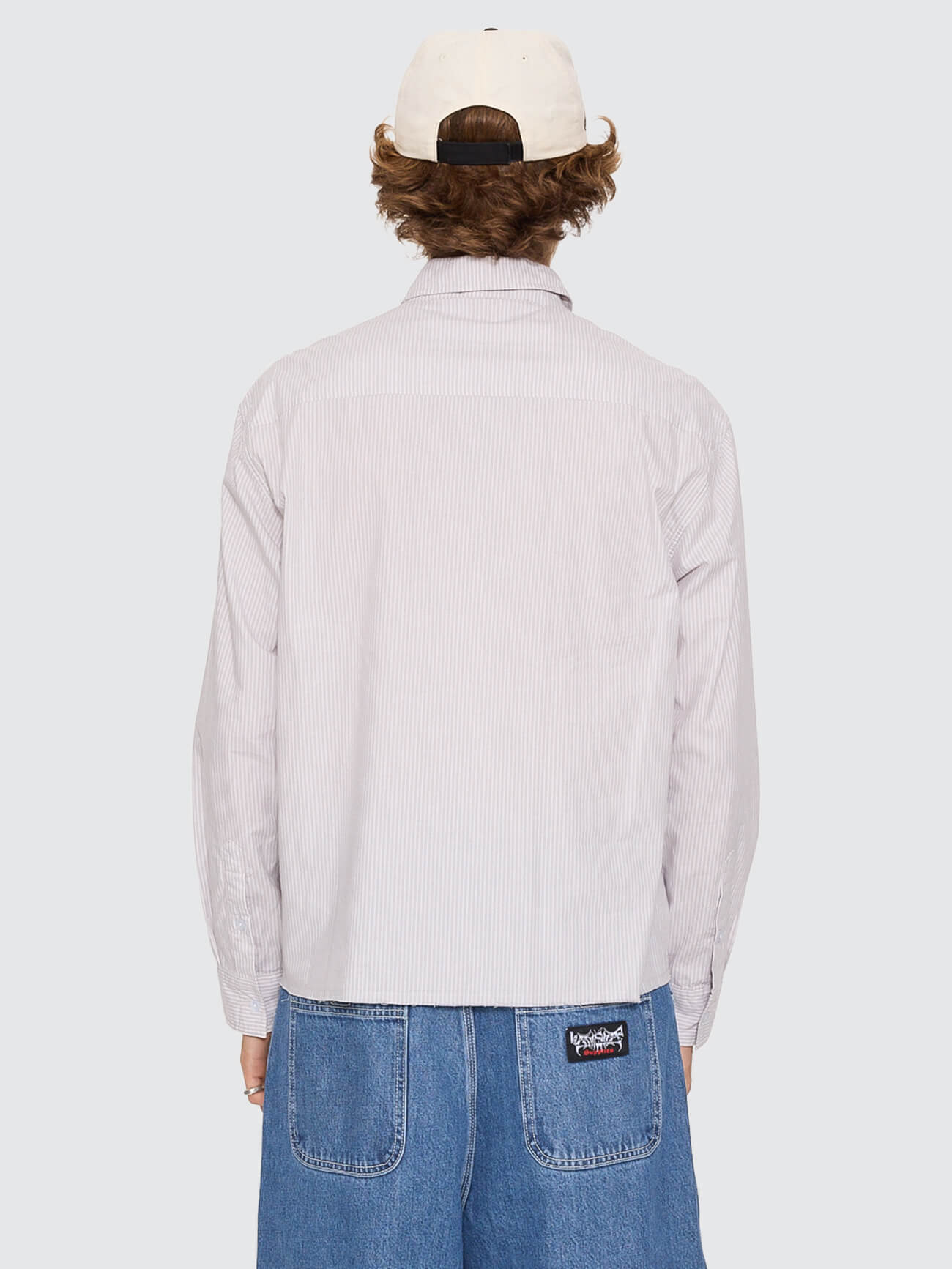 Data Point Crop Long Sleeve Shirt - Vapour Grey XS