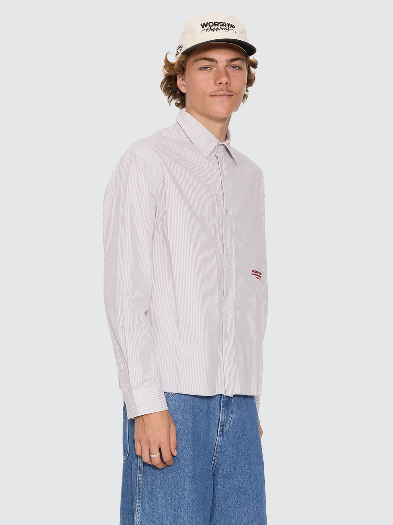 Data Point Crop Long Sleeve Shirt - Vapour Grey XS