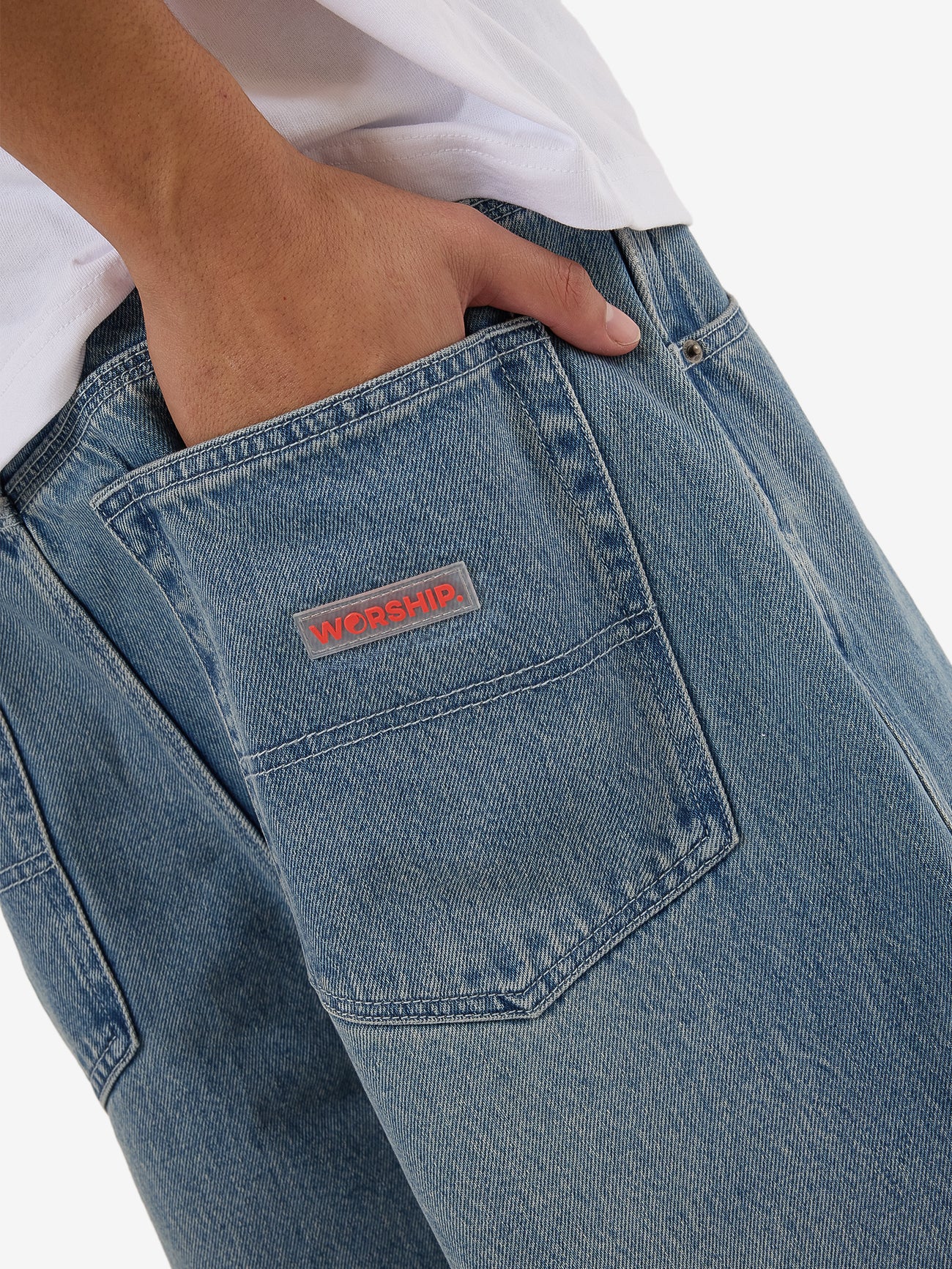 Dozer Jean Short - Dirty Raged Blue