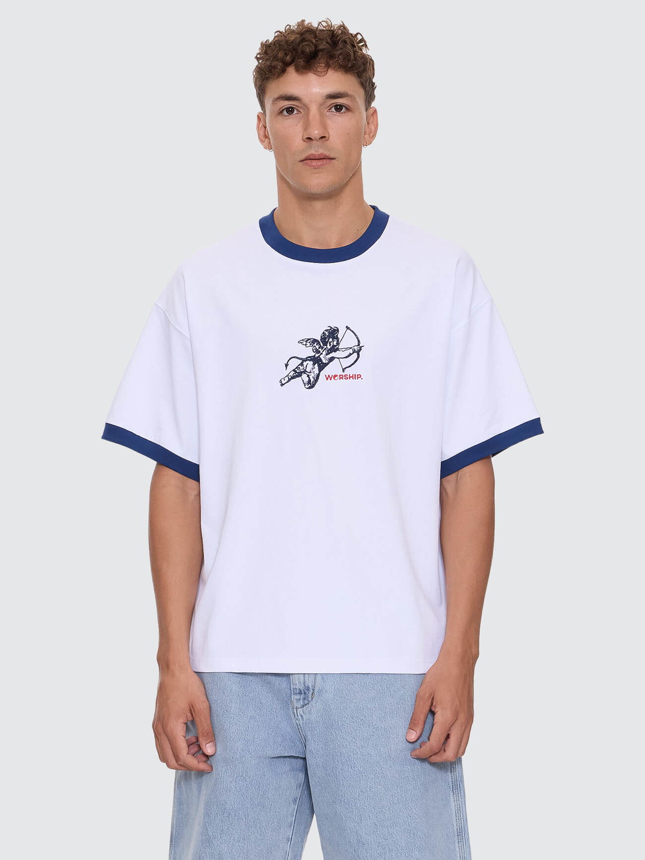 Cherub Oversize Ringer Tee - White