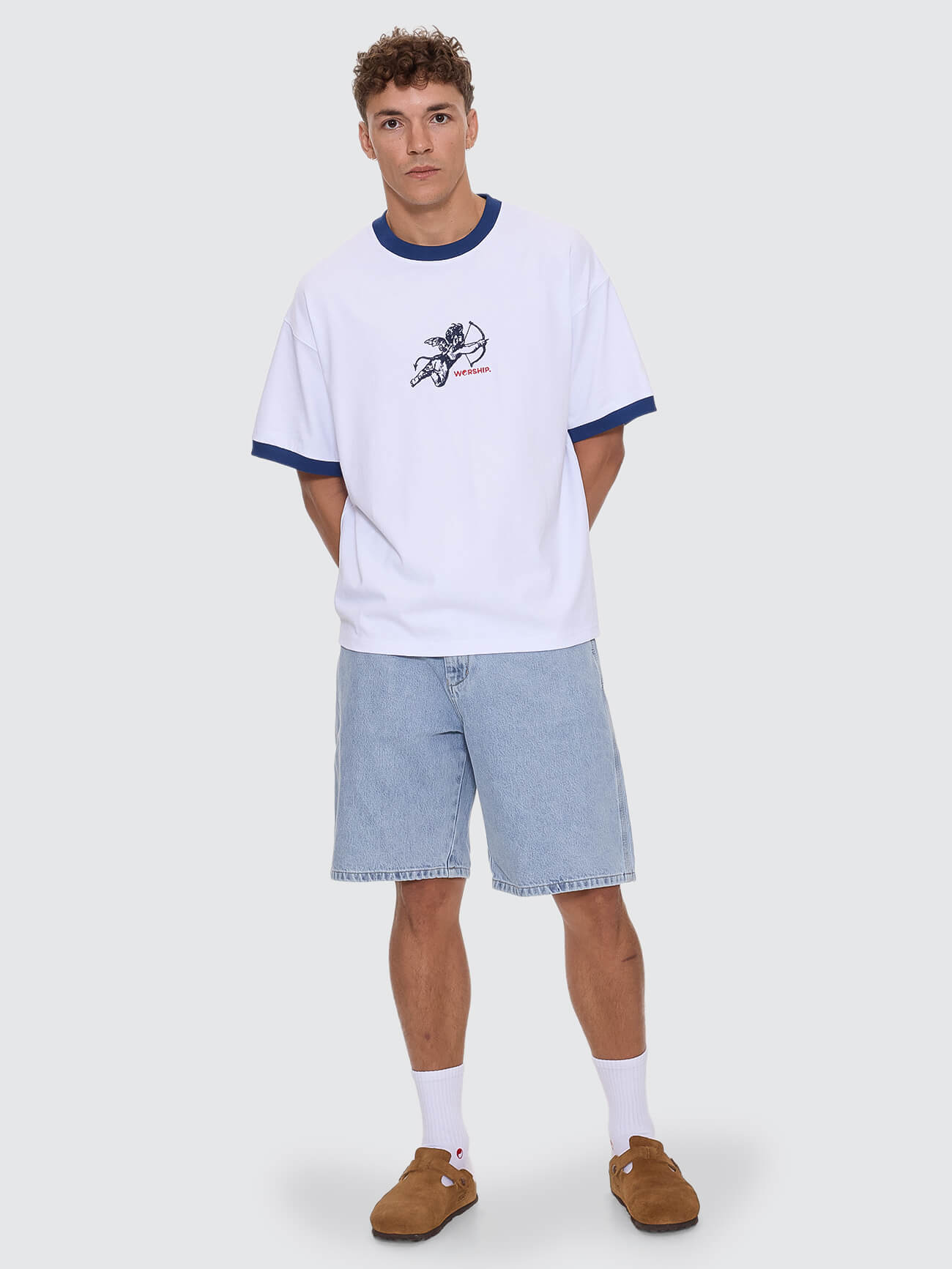 Cherub Oversize Ringer Tee - White
