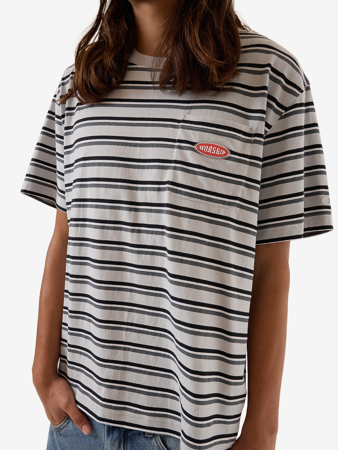 Chalice Stripe Pocket Tee - Vapour XS