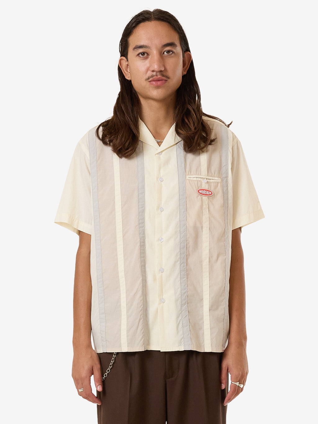 Cherio Panel Bowling Shirt - Bone XS