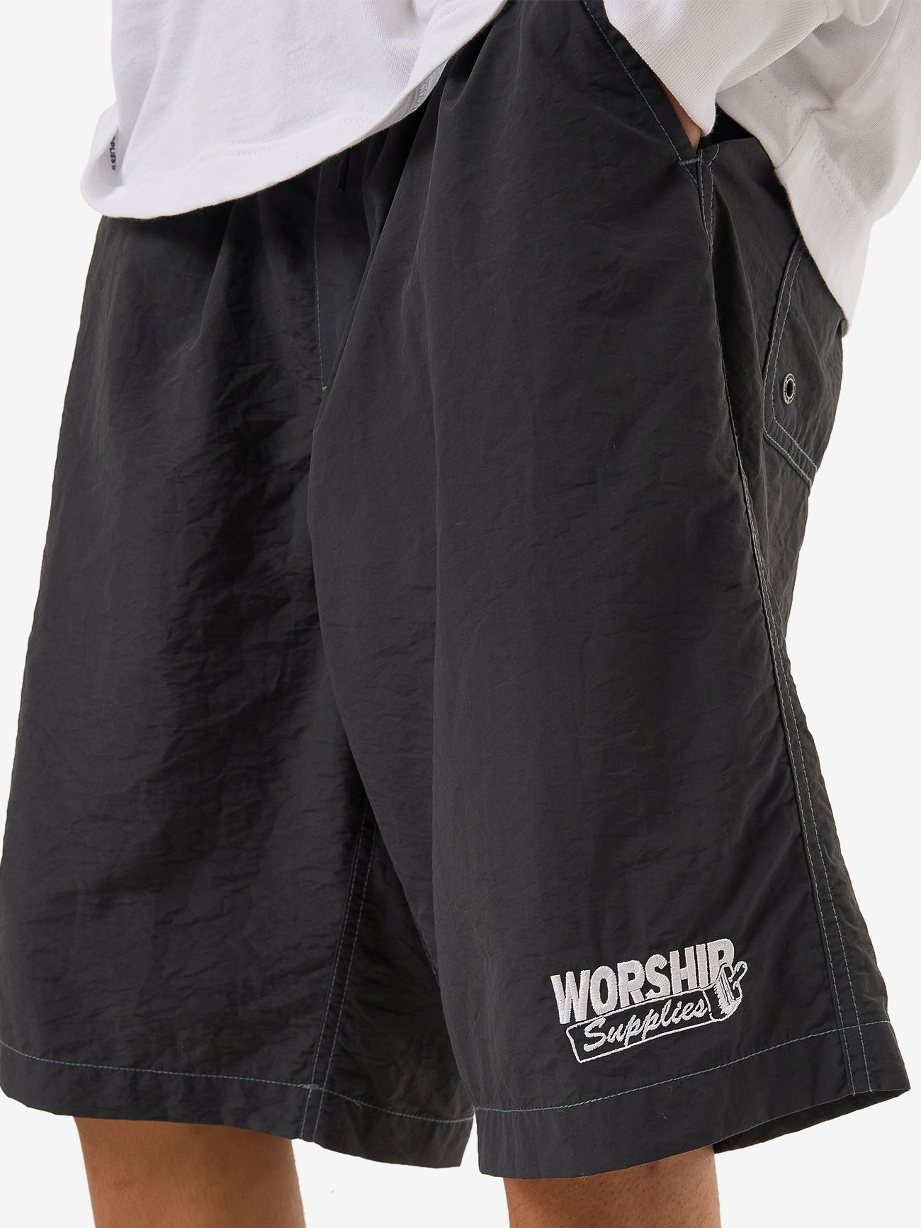 Dry Paint Baggie Nylon Short  - Worn Black 28