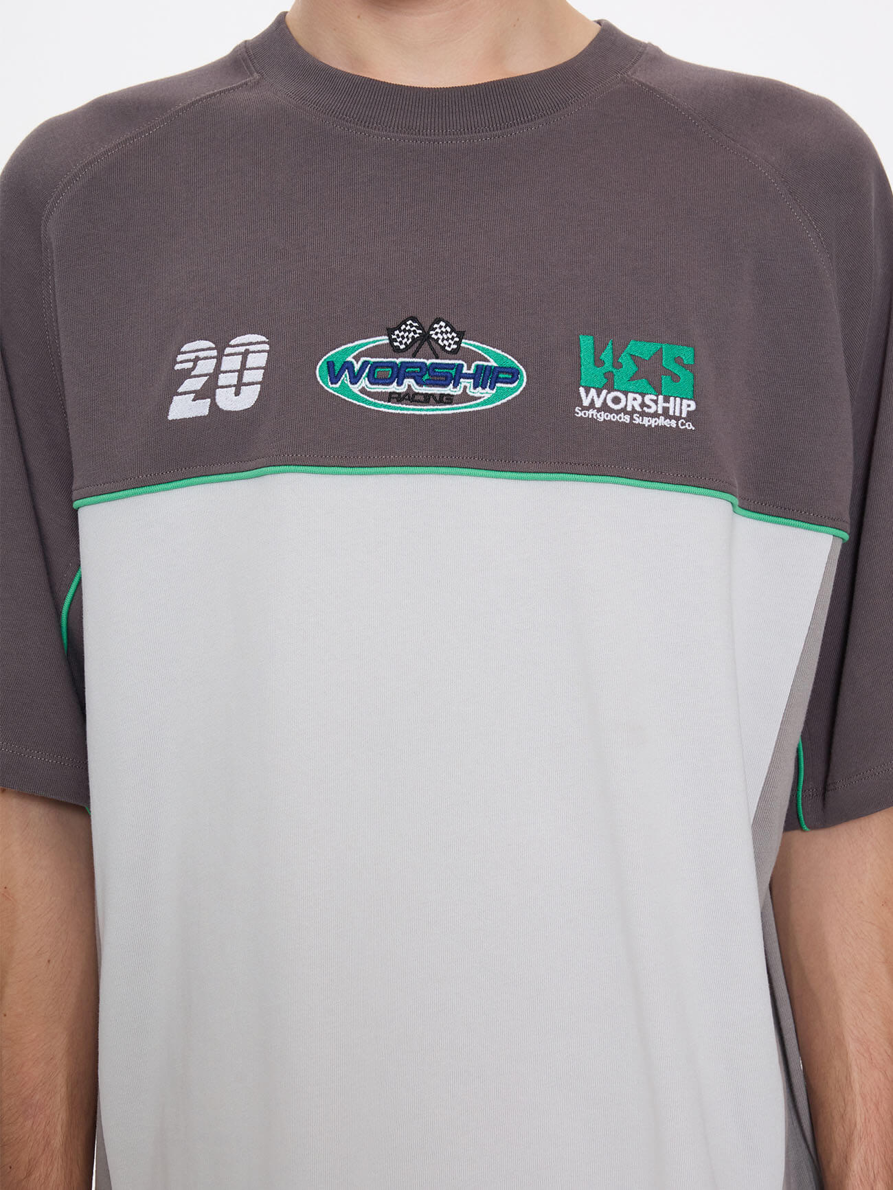 Pit Crew Panel Oversize Raglan Tee - Worn Black XS