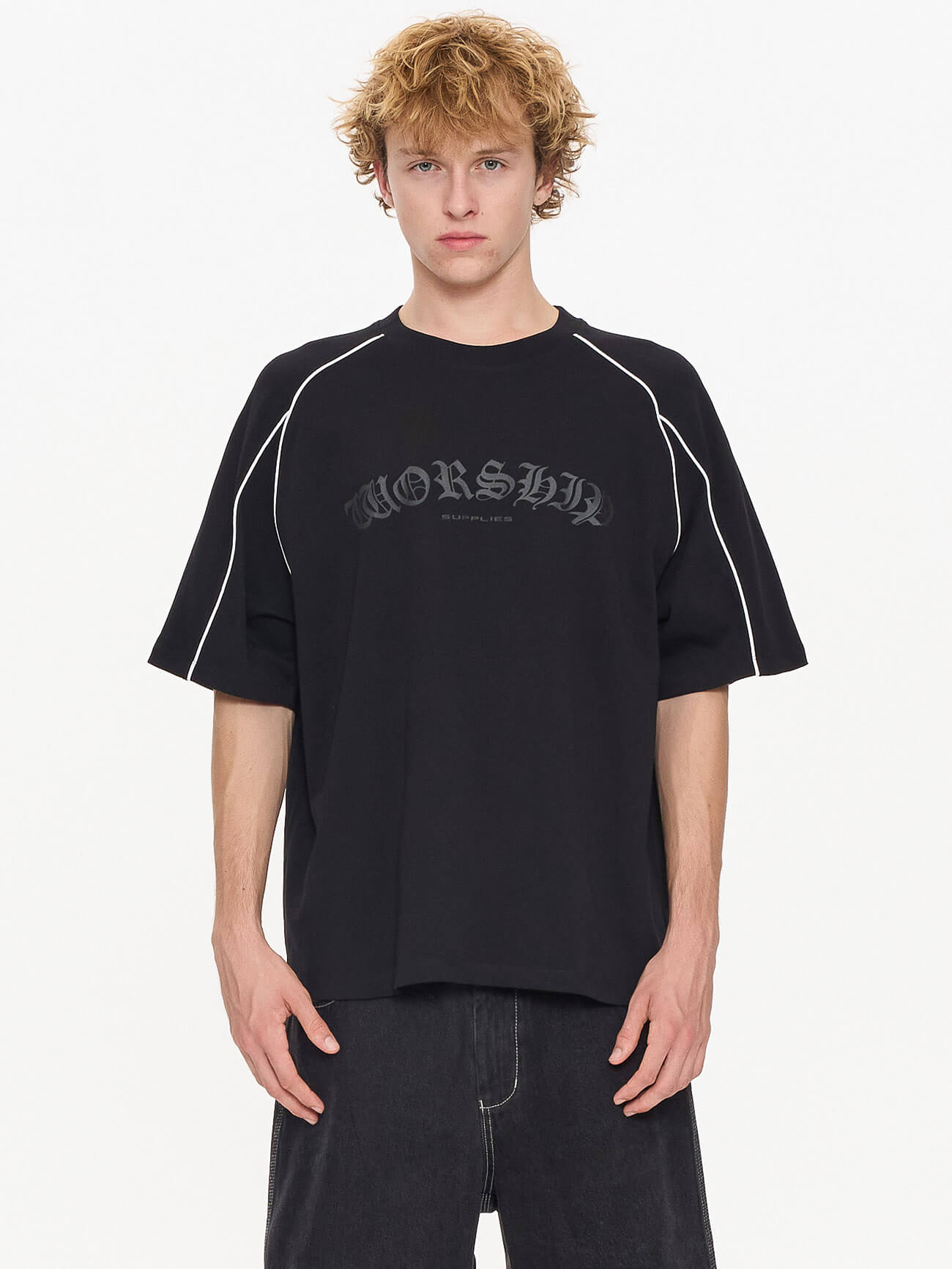 Frequency Panel Oversize Raglan Tee - Black XS