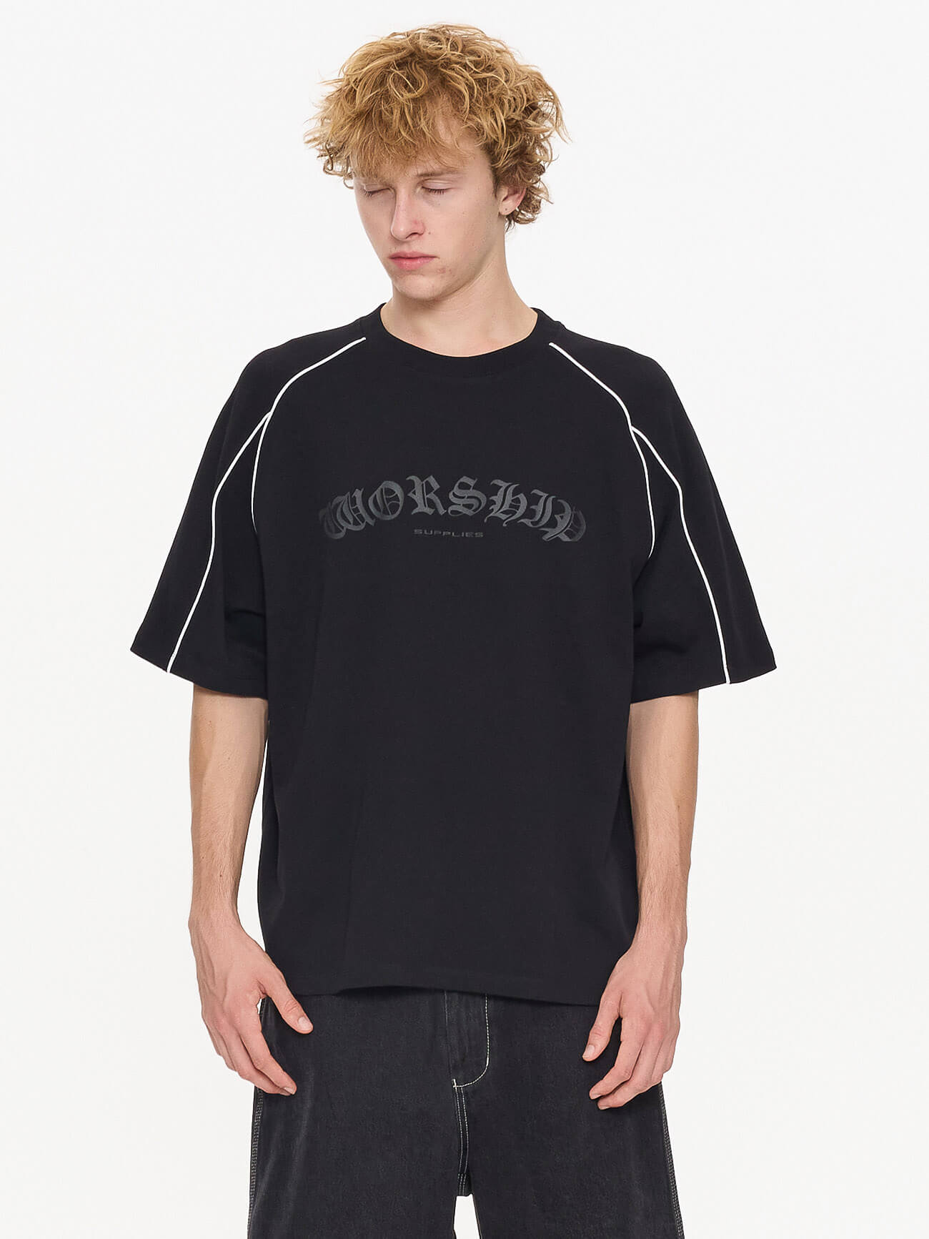 Frequency Panel Oversize Raglan Tee - Black XS