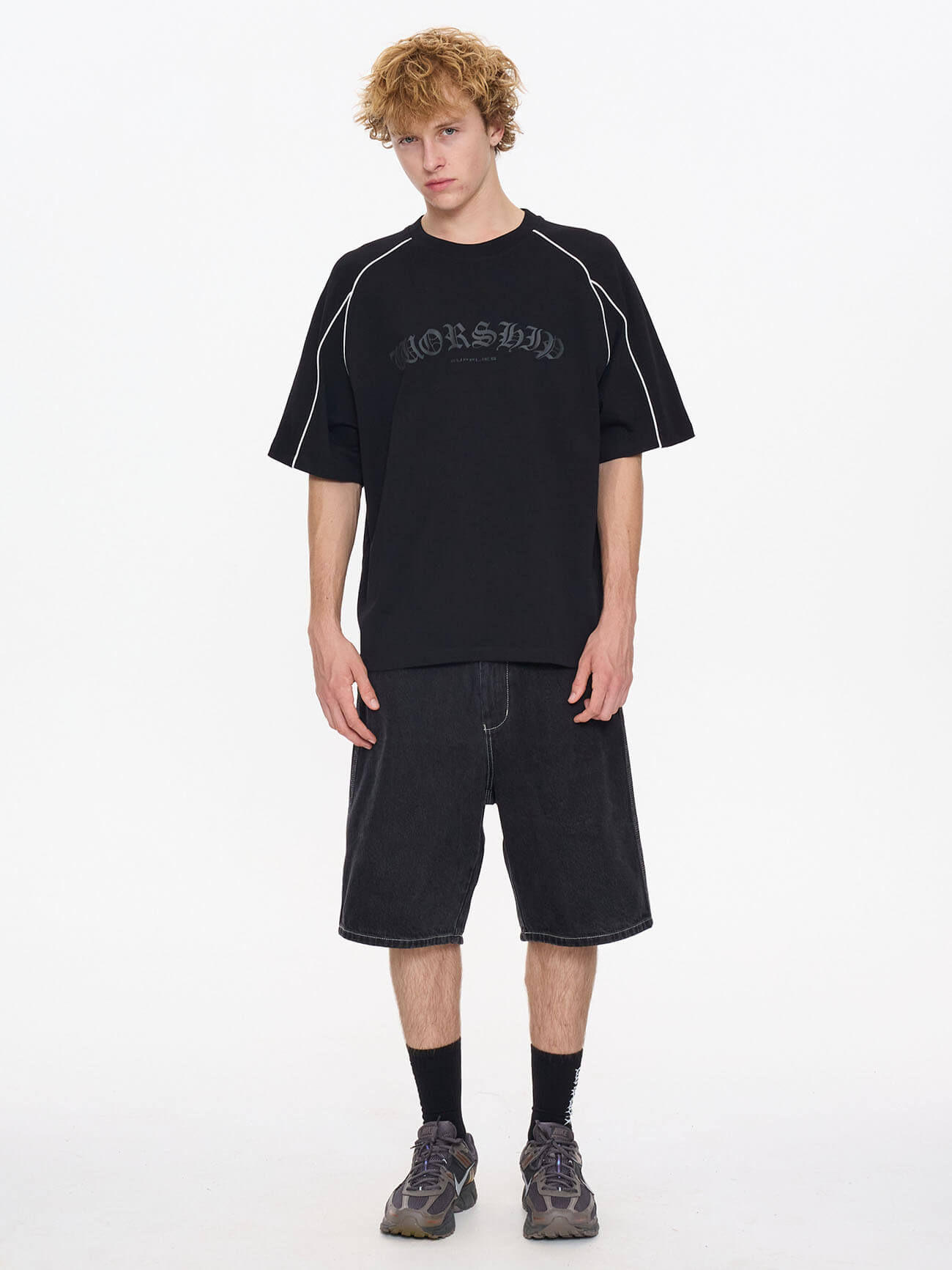 Frequency Panel Oversize Raglan Tee - Black XS