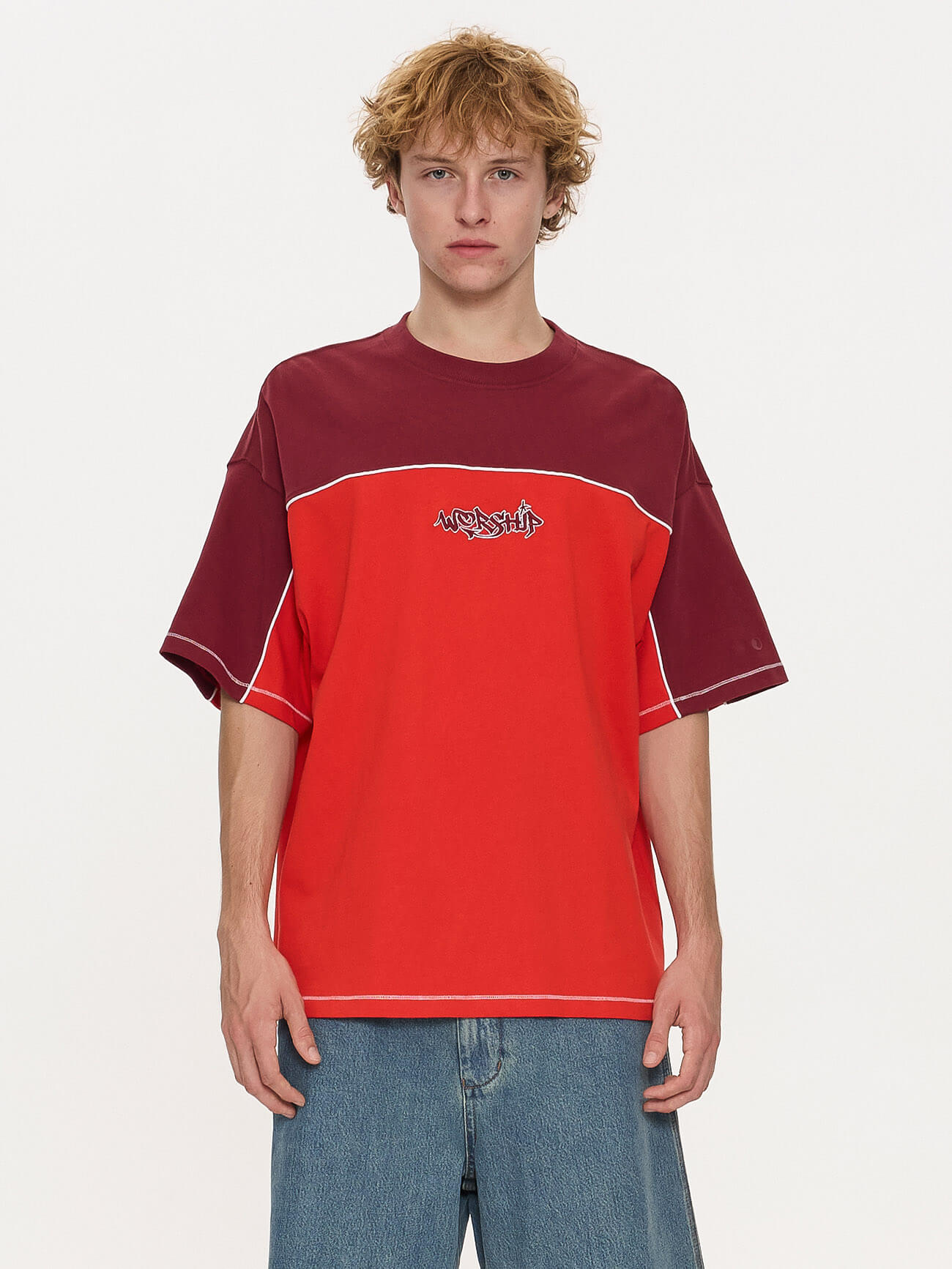 Hot Gossip Oversize Panel Tee - Deep Cherry XS