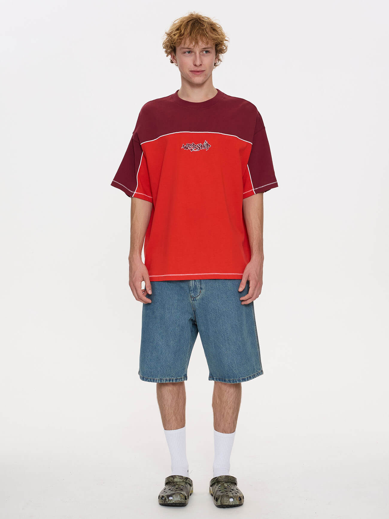 Hot Gossip Oversize Panel Tee - Deep Cherry XS