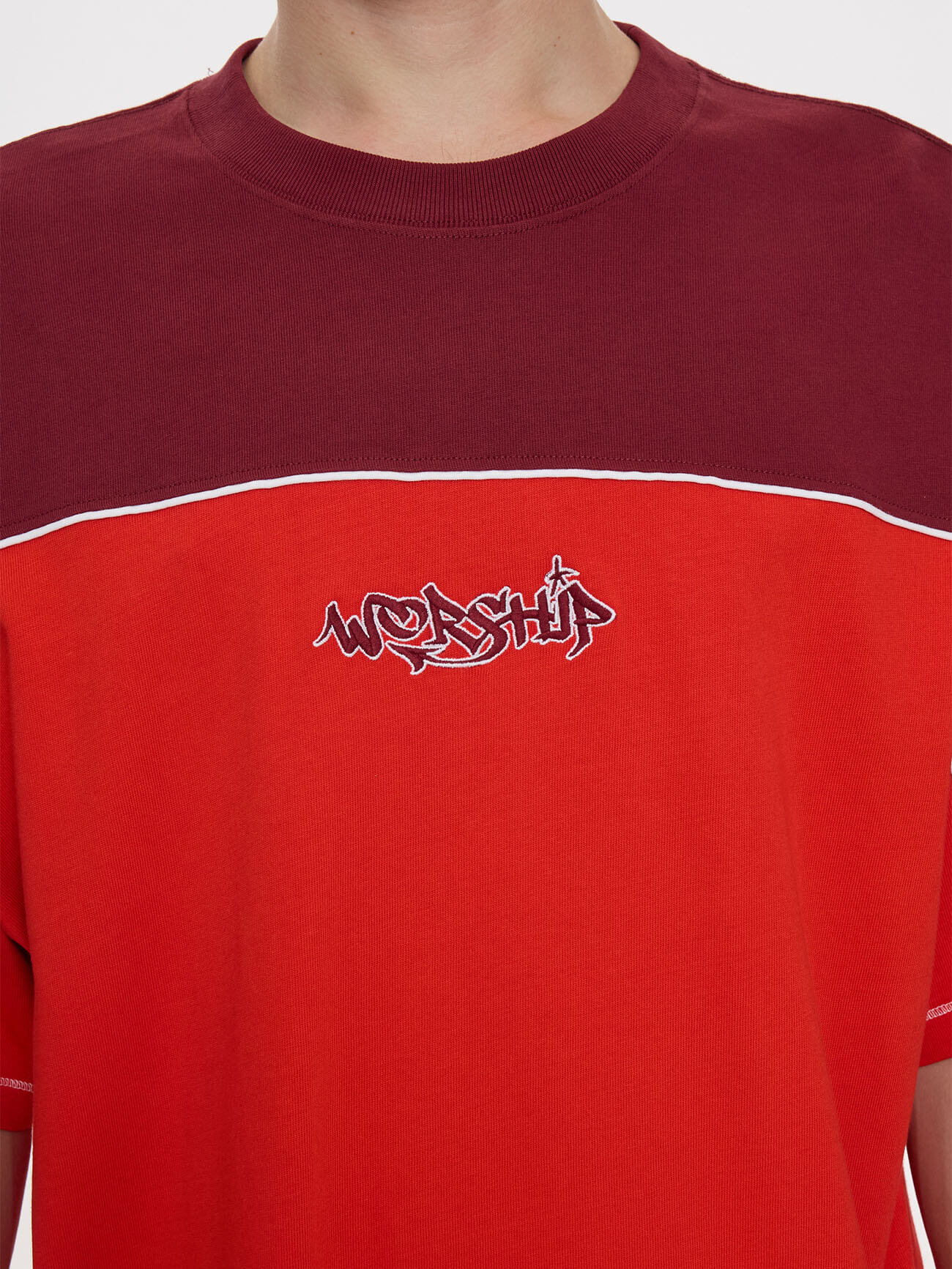 Hot Gossip Oversize Panel Tee - Deep Cherry XS