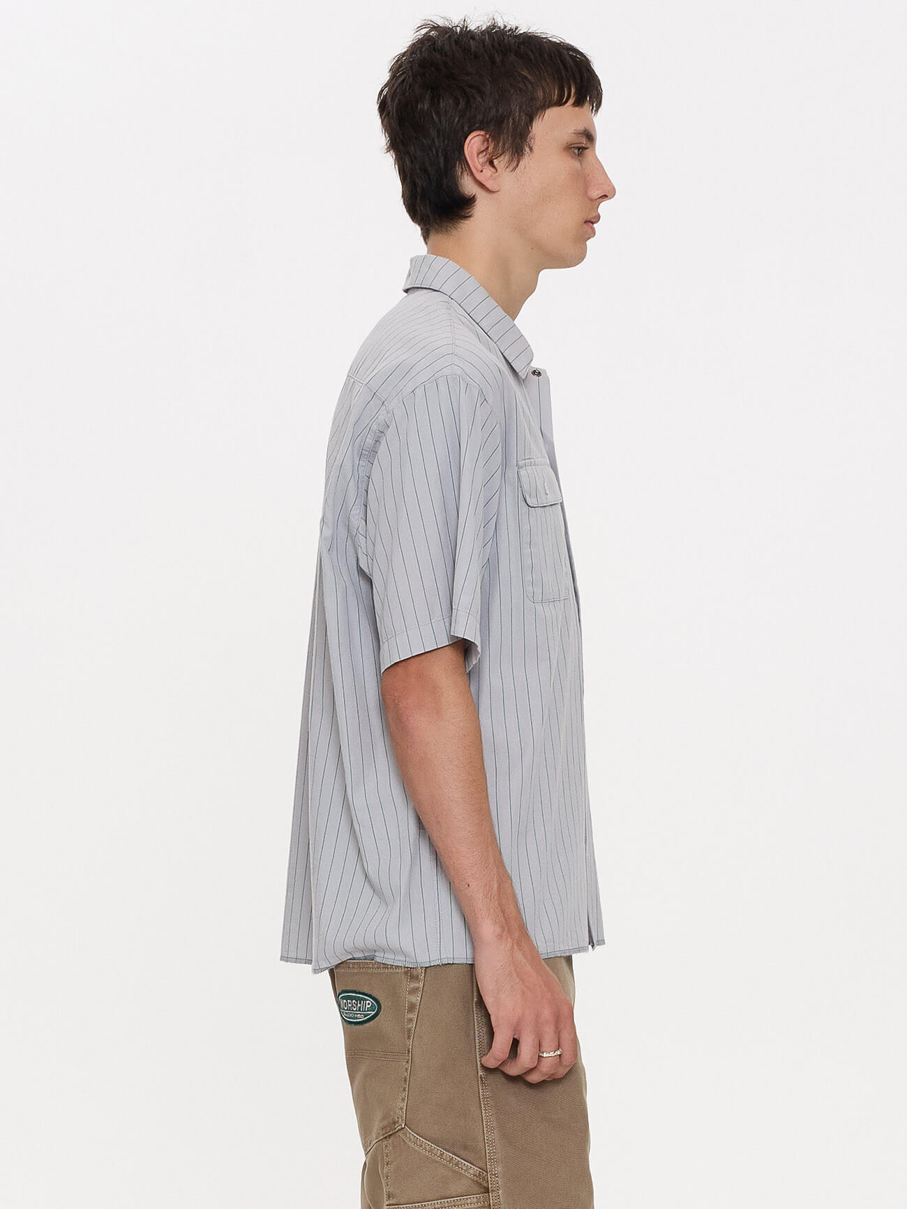 Service Stripe Short Sleeve Work Shirt - Lunar Grey XS