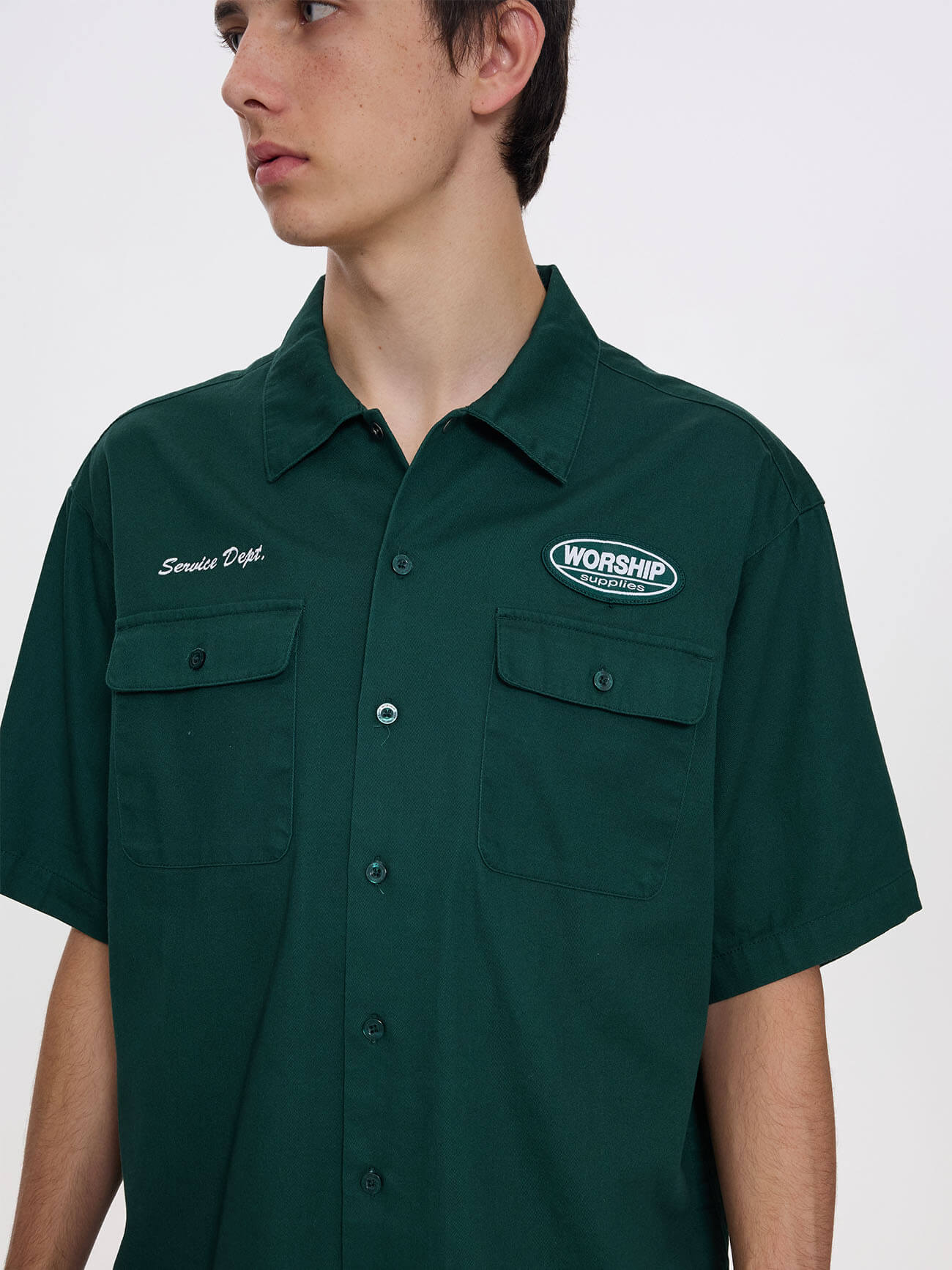 Department Short Sleeve Workshirt - Hunter Green XS