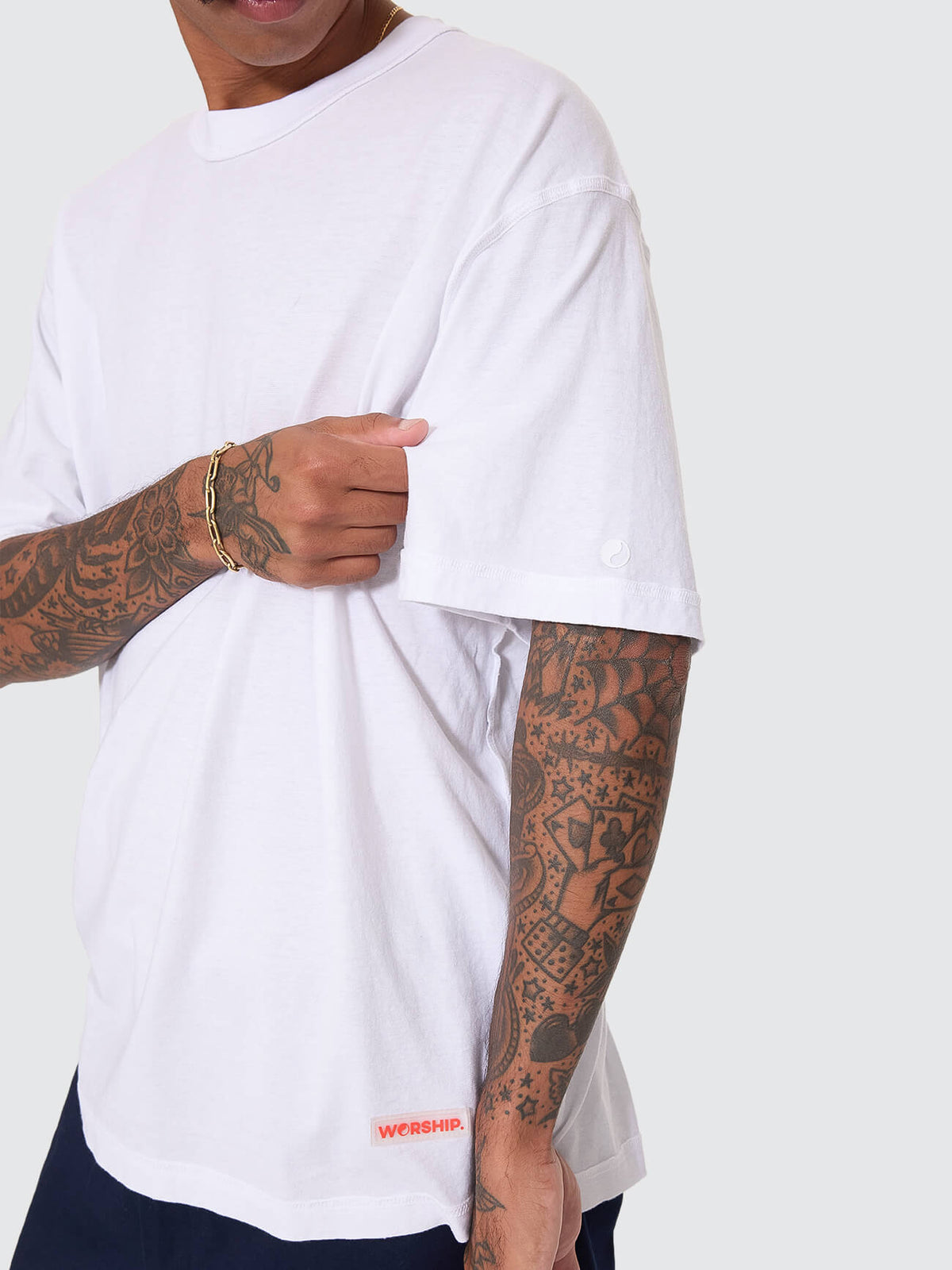 Reverse Box Crop Cotton Linen Tee - White XS