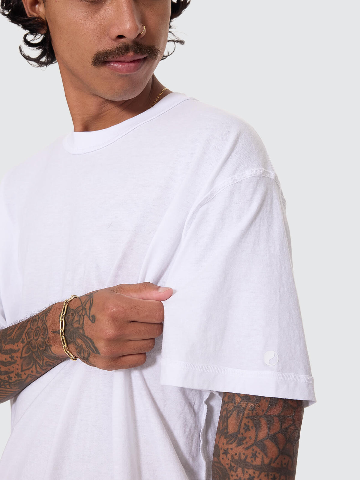 Reverse Box Crop Cotton Linen Tee - White XS