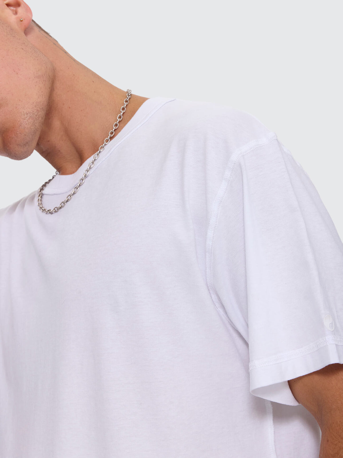 Reverse Box Crop Cotton Linen Tee - White XS