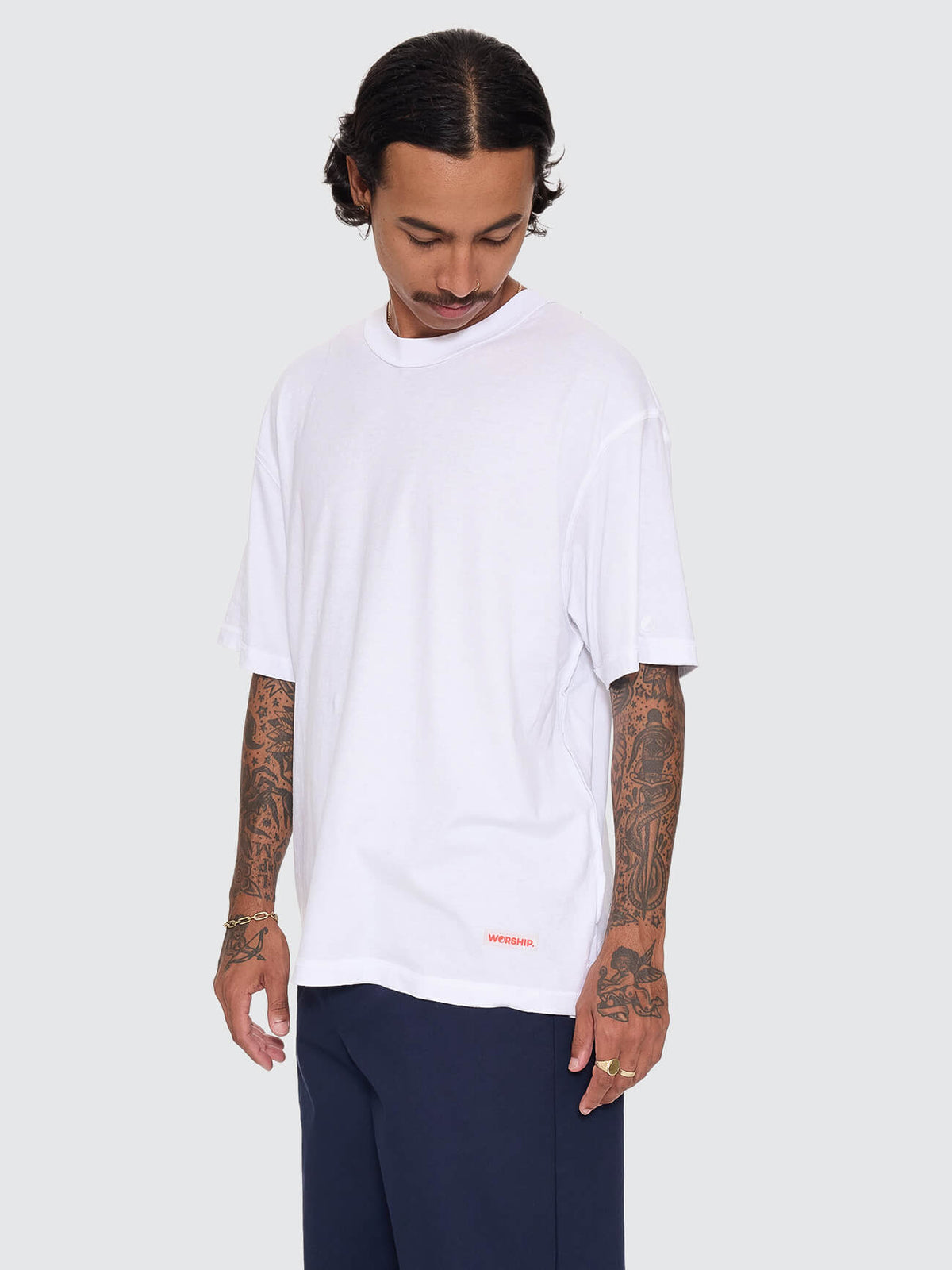 Reverse Box Crop Cotton Linen Tee - White XS