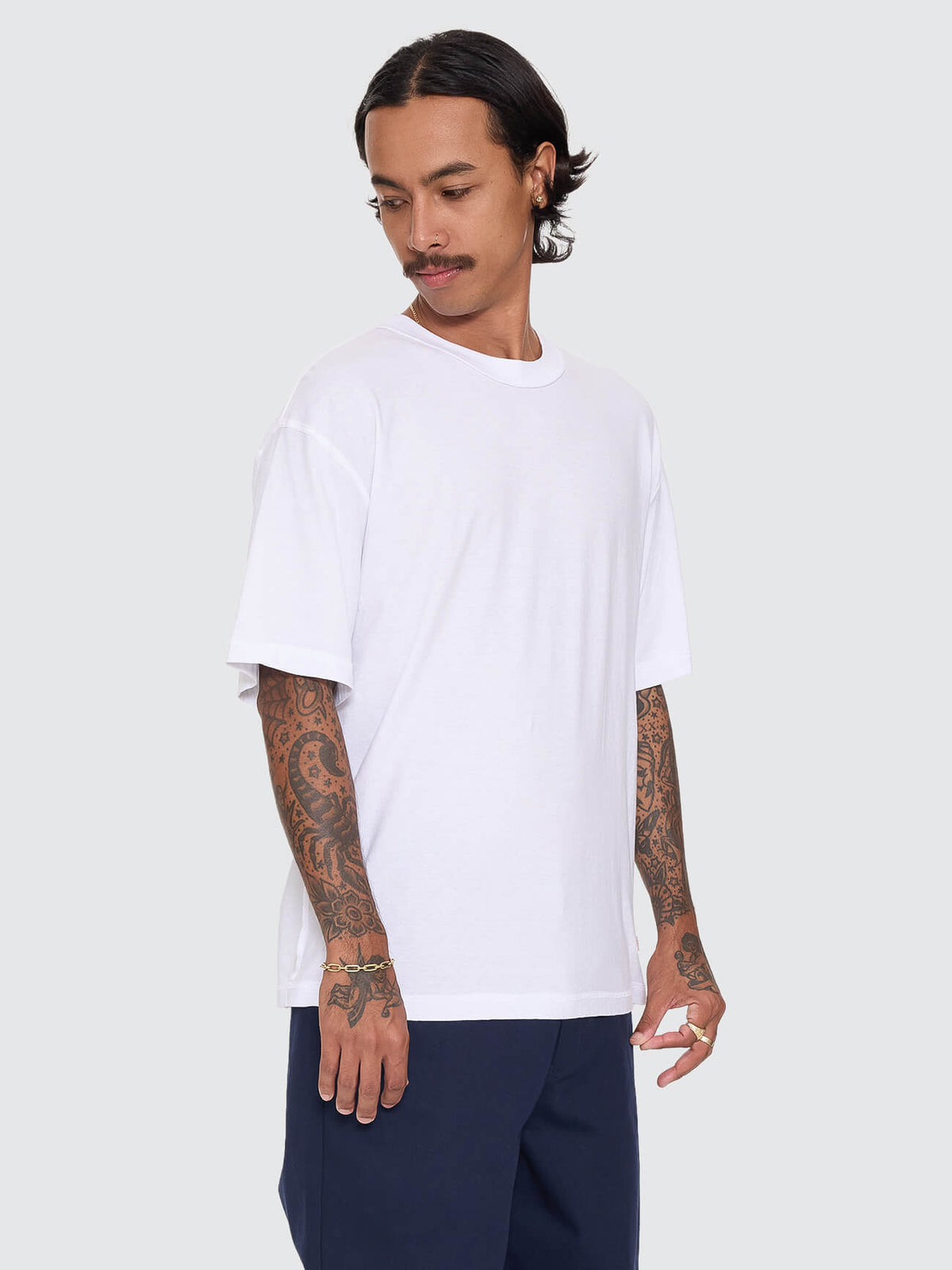 Reverse Box Crop Cotton Linen Tee - White XS