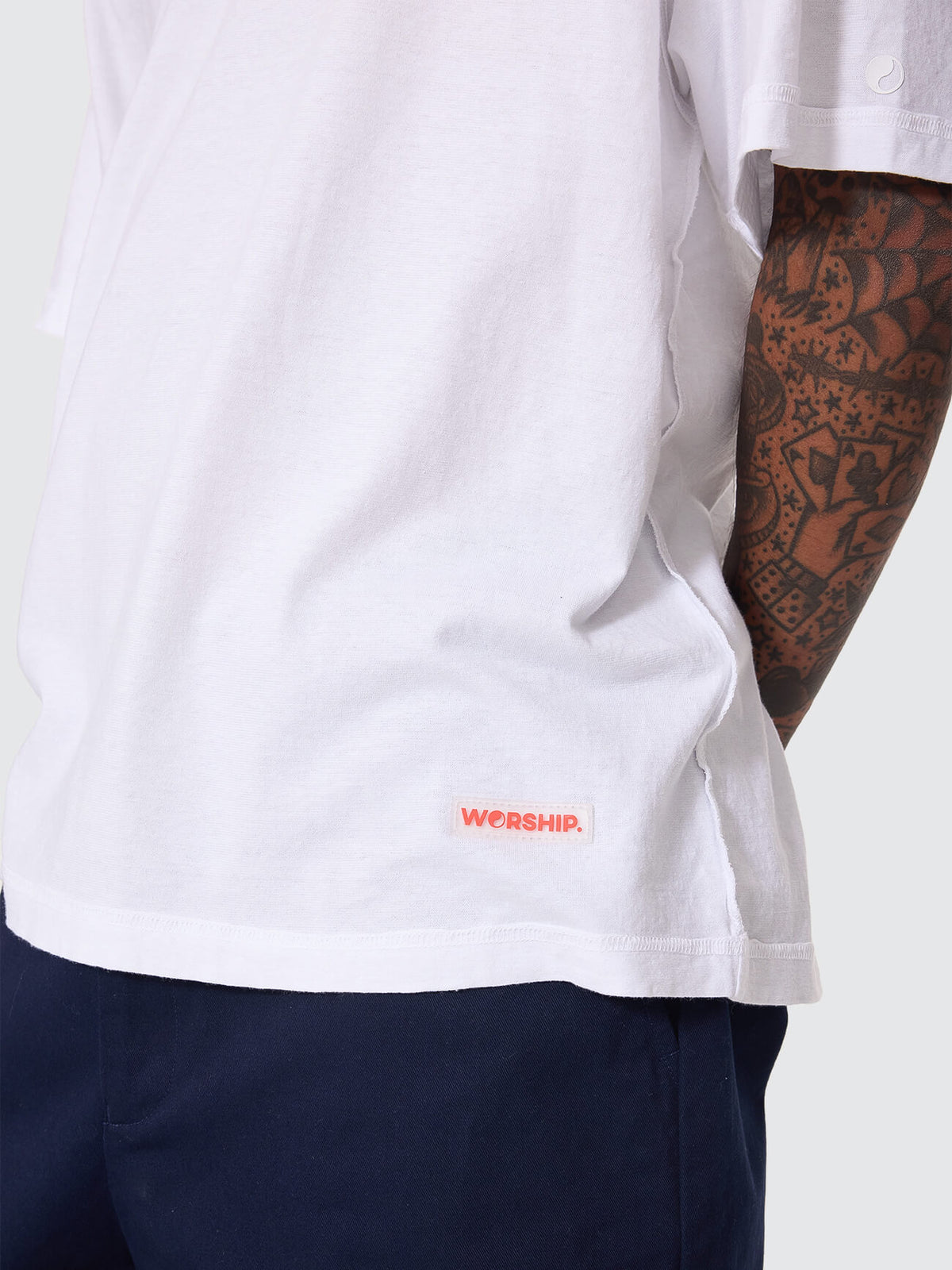 Reverse Box Crop Cotton Linen Tee - White XS