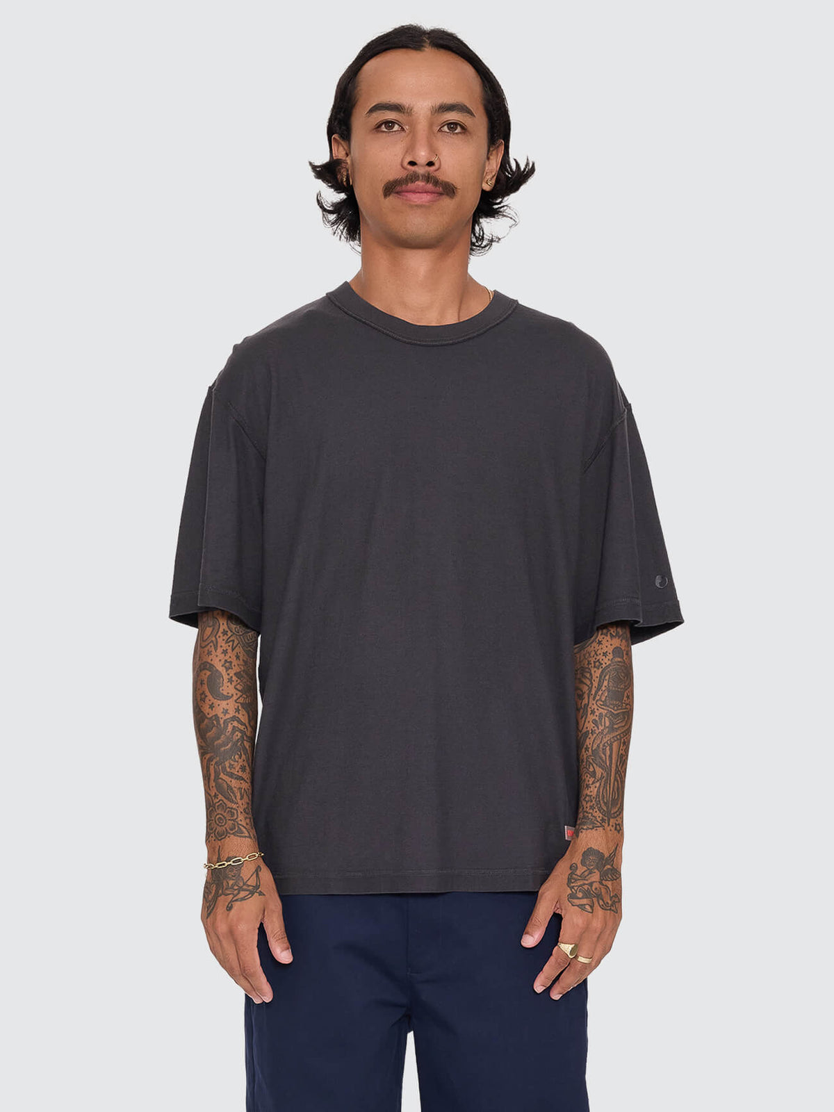 Reverse Box Crop Cotton Linen Tee - Pigment Black XS