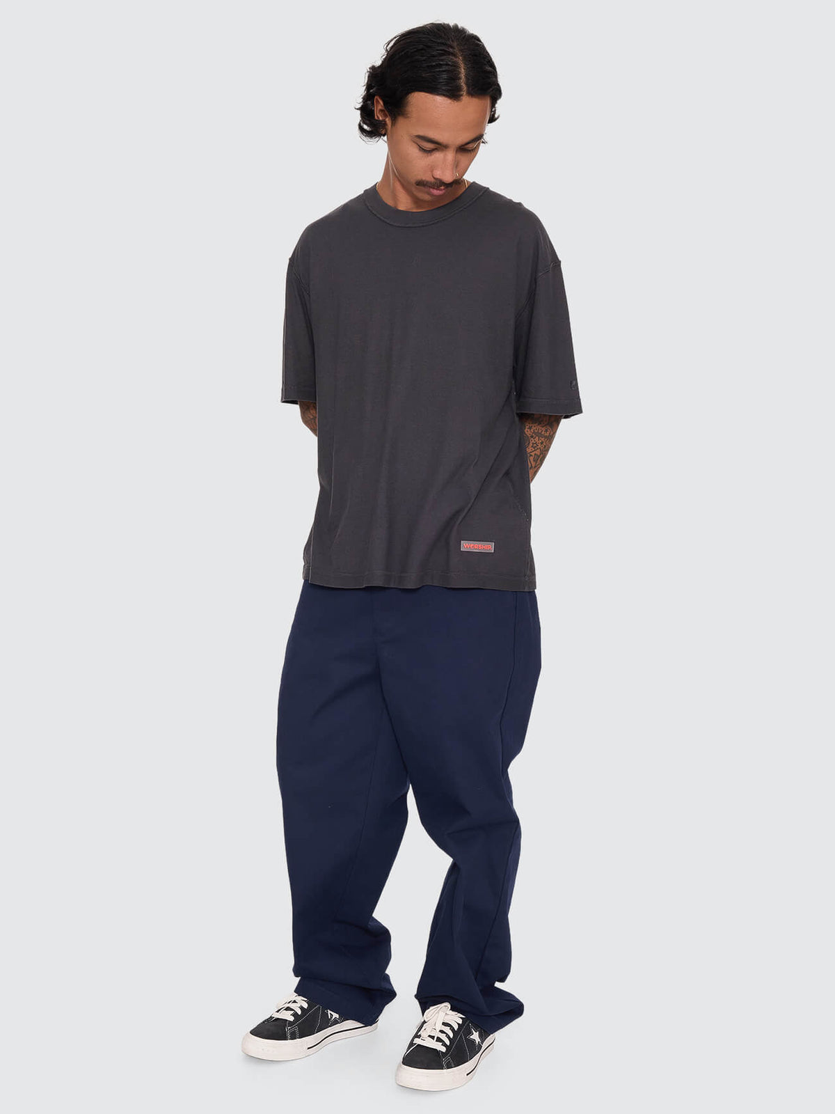 Reverse Box Crop Cotton Linen Tee - Pigment Black XS