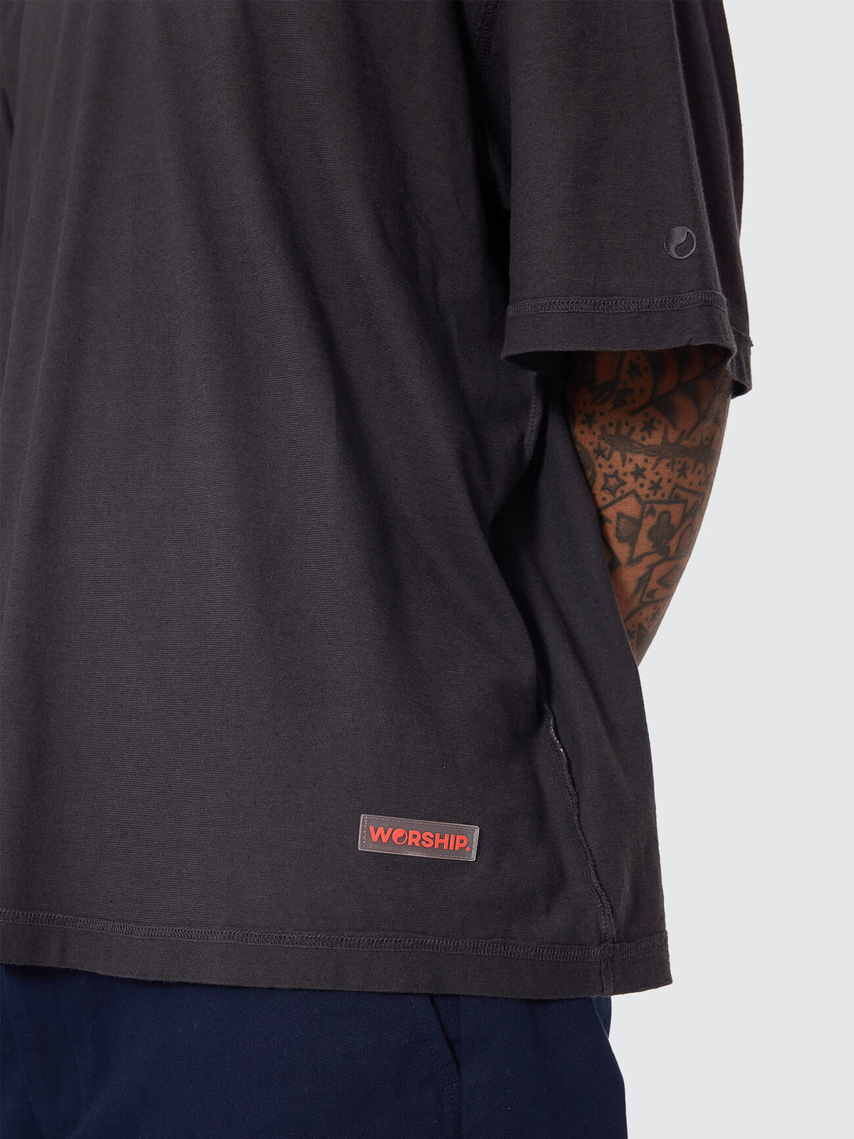Reverse Box Crop Cotton Linen Tee - Pigment Black XS