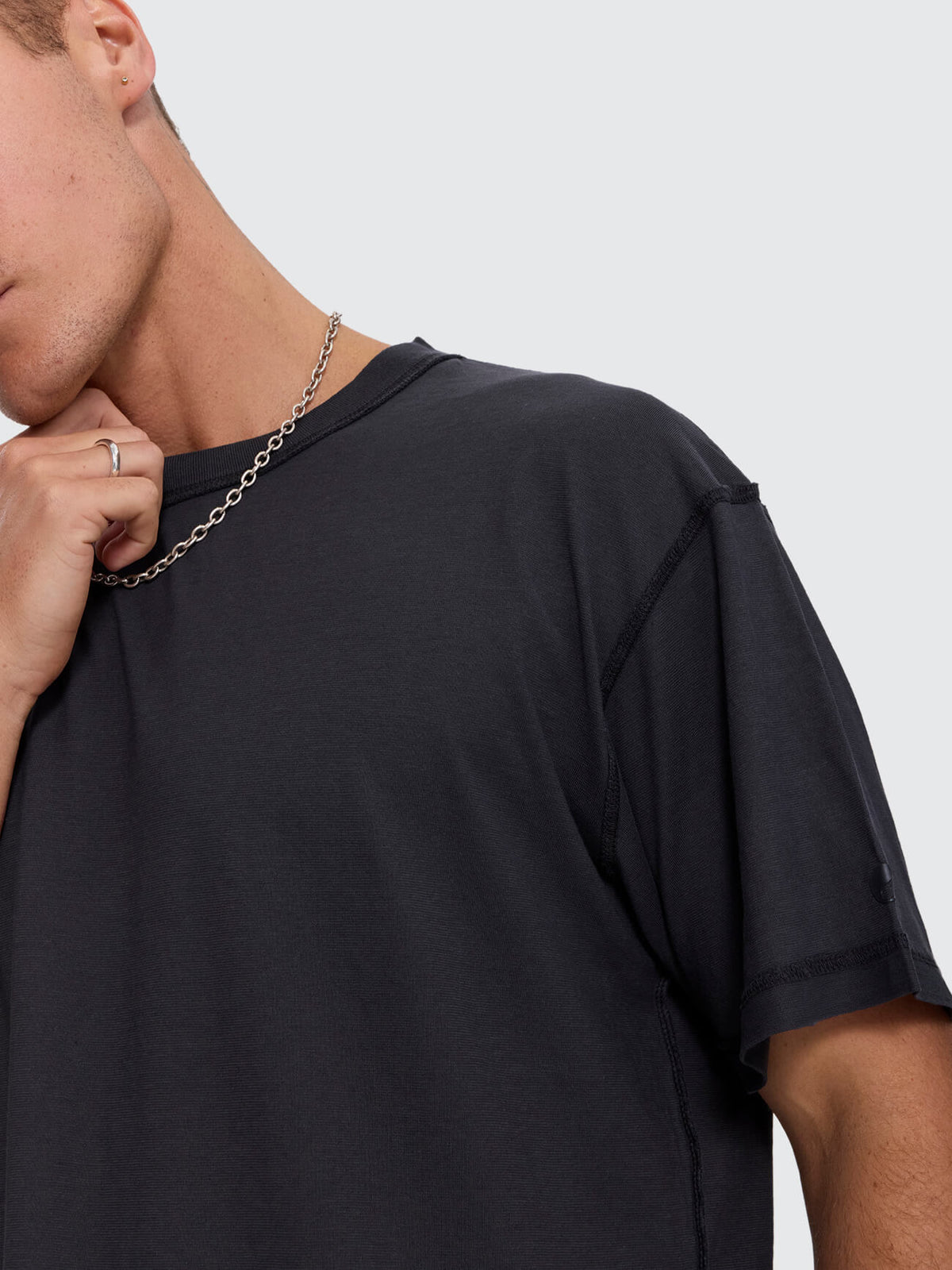 Reverse Box Crop Cotton Linen Tee - Pigment Black XS