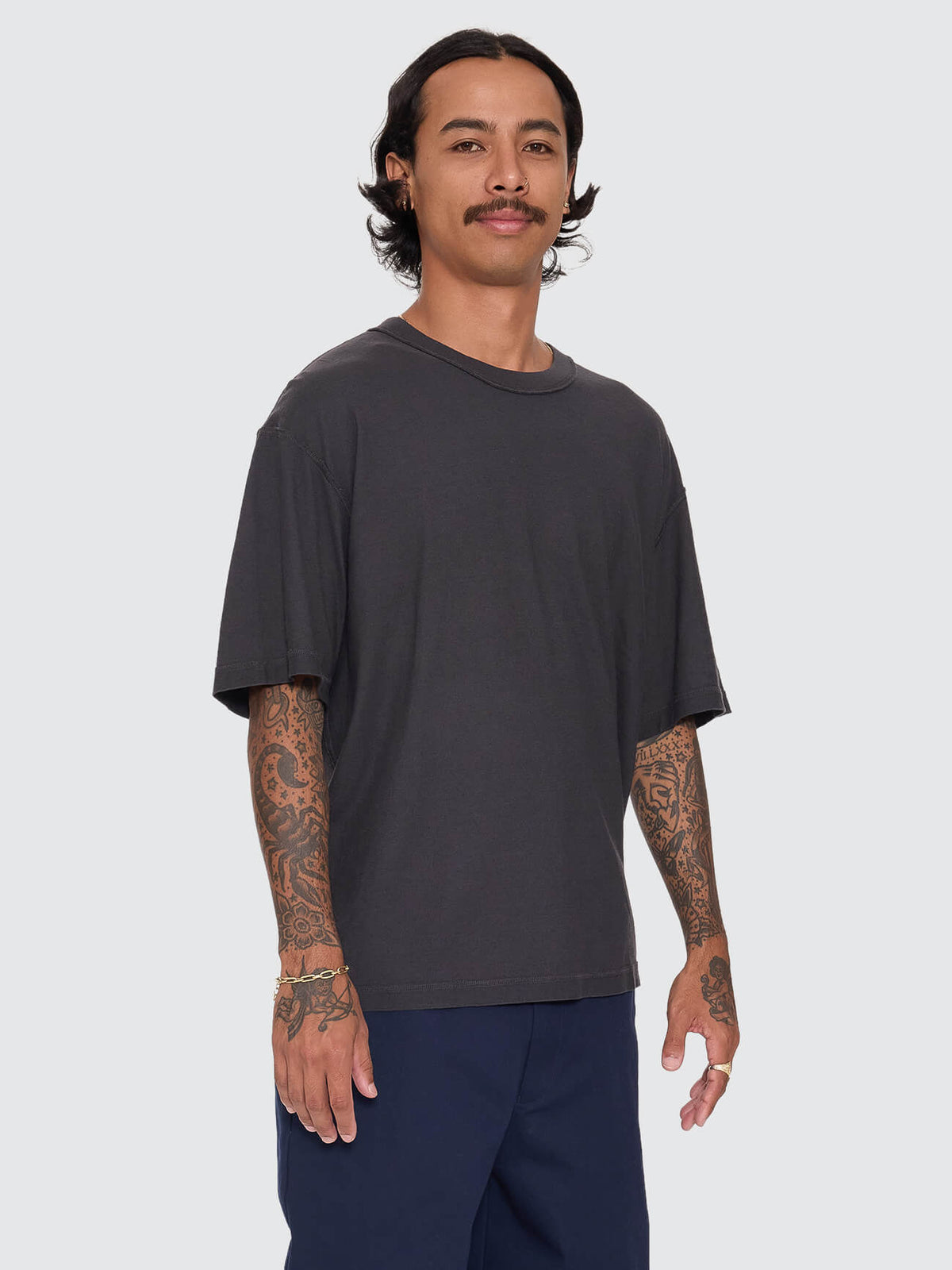 Reverse Box Crop Cotton Linen Tee - Pigment Black XS