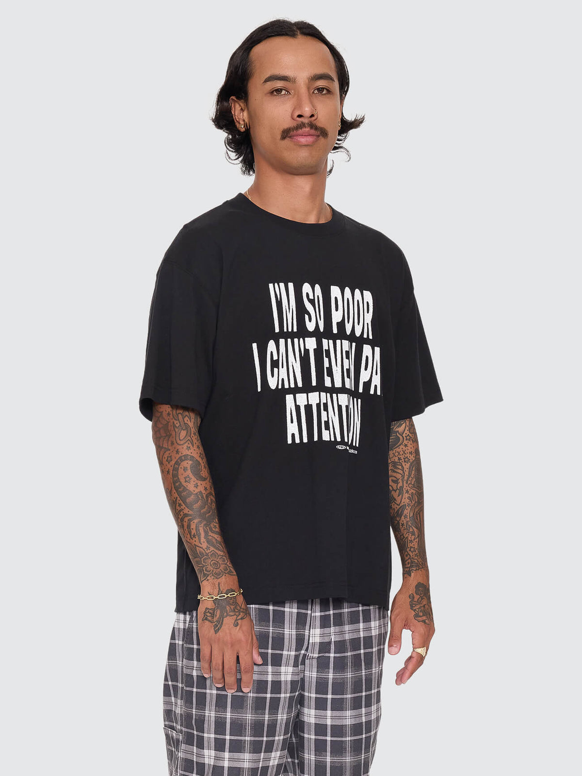 Pay Attention Fitted Tee - Black XS