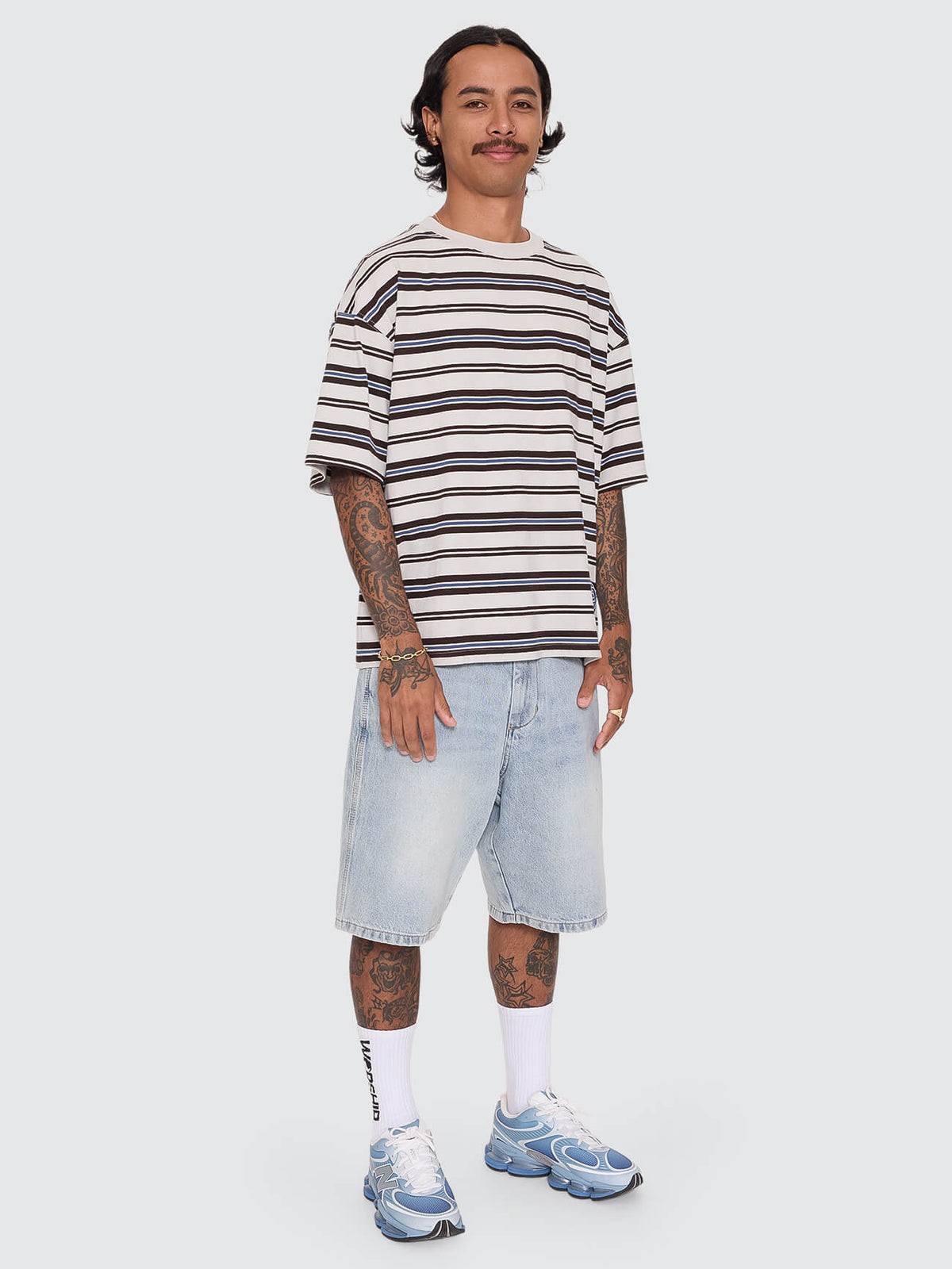 Dimension Stripe Box Crop Tee - Moonstruck XS