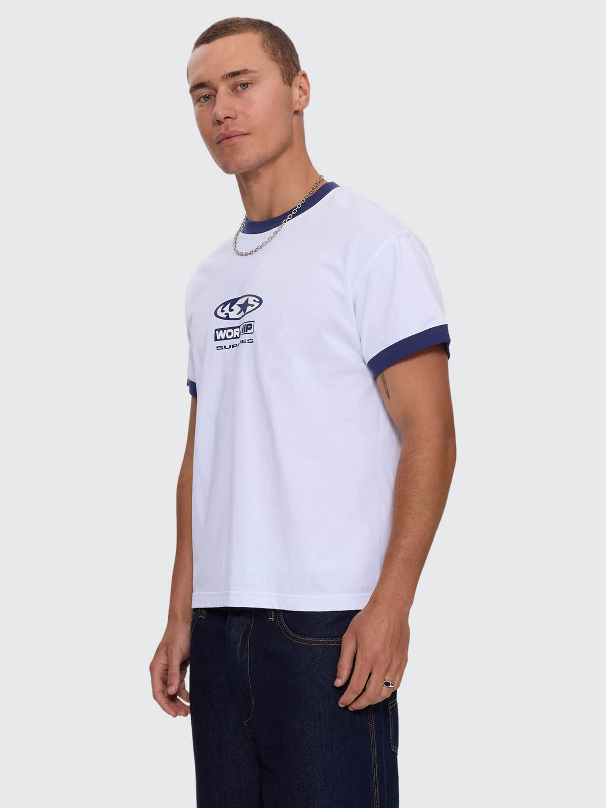 Synth Fitted Ringer Tee - White XXS